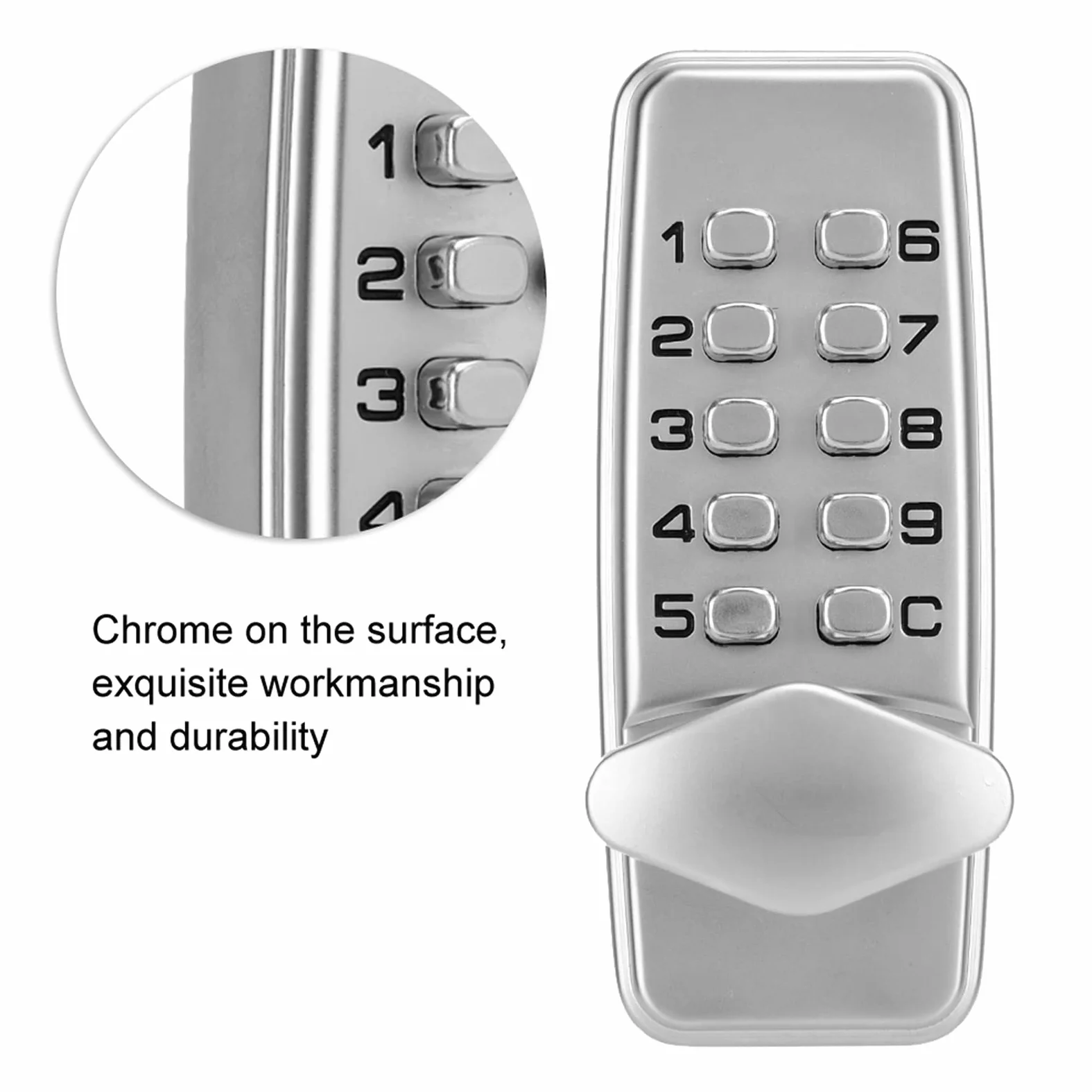 Mini Serratura con Codice Meccanico a 2-4 Cifre Serratura Codificata di Sicurezza per Porta Impermeabile per Uso Interno Ed Esterno - Finitura Cromata Resistente