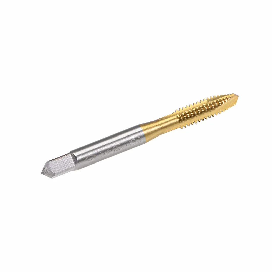 PATIKIL 1/4-20 UNC Spirale Punto Filettatura Maschiatura, 2pz Macchina Vite Maschiatura Titanio Rivestito HSS 6542 H2 3 Scanalatura