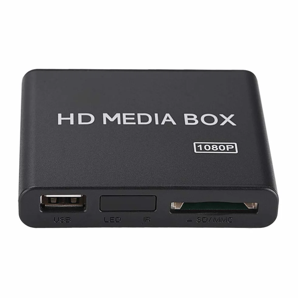 Mugast Mini Media Player Box, Lettore Multimediale Video Full HD 1080P con Telecomando, Supporto USB Mobile Hard Disk MMC RMVB MP3 AVI MKV(EU Plug)