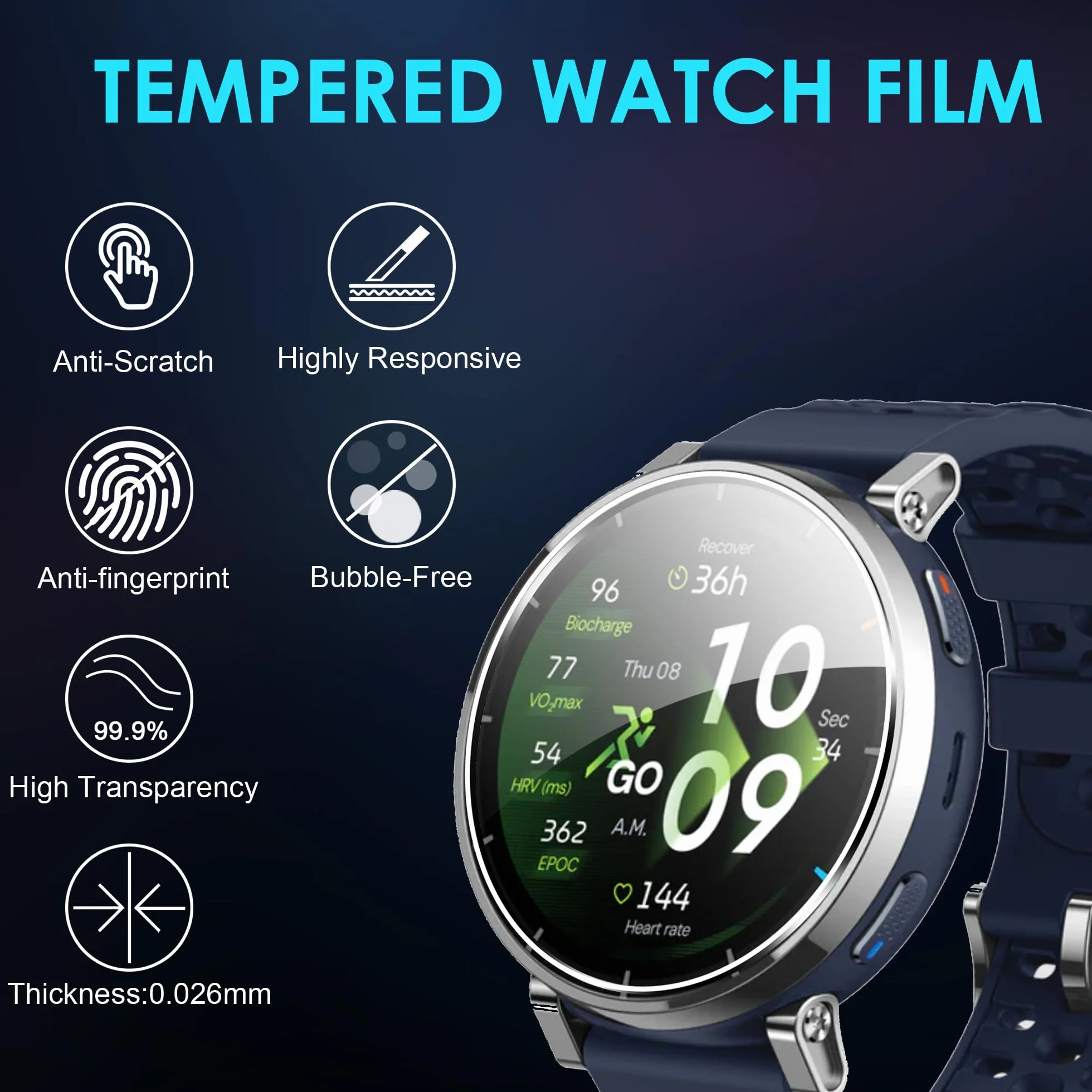 Lemxiee 3 Pezzi Pellicola Vetro Temperato per Amazfit Active 3 & 3 Premium