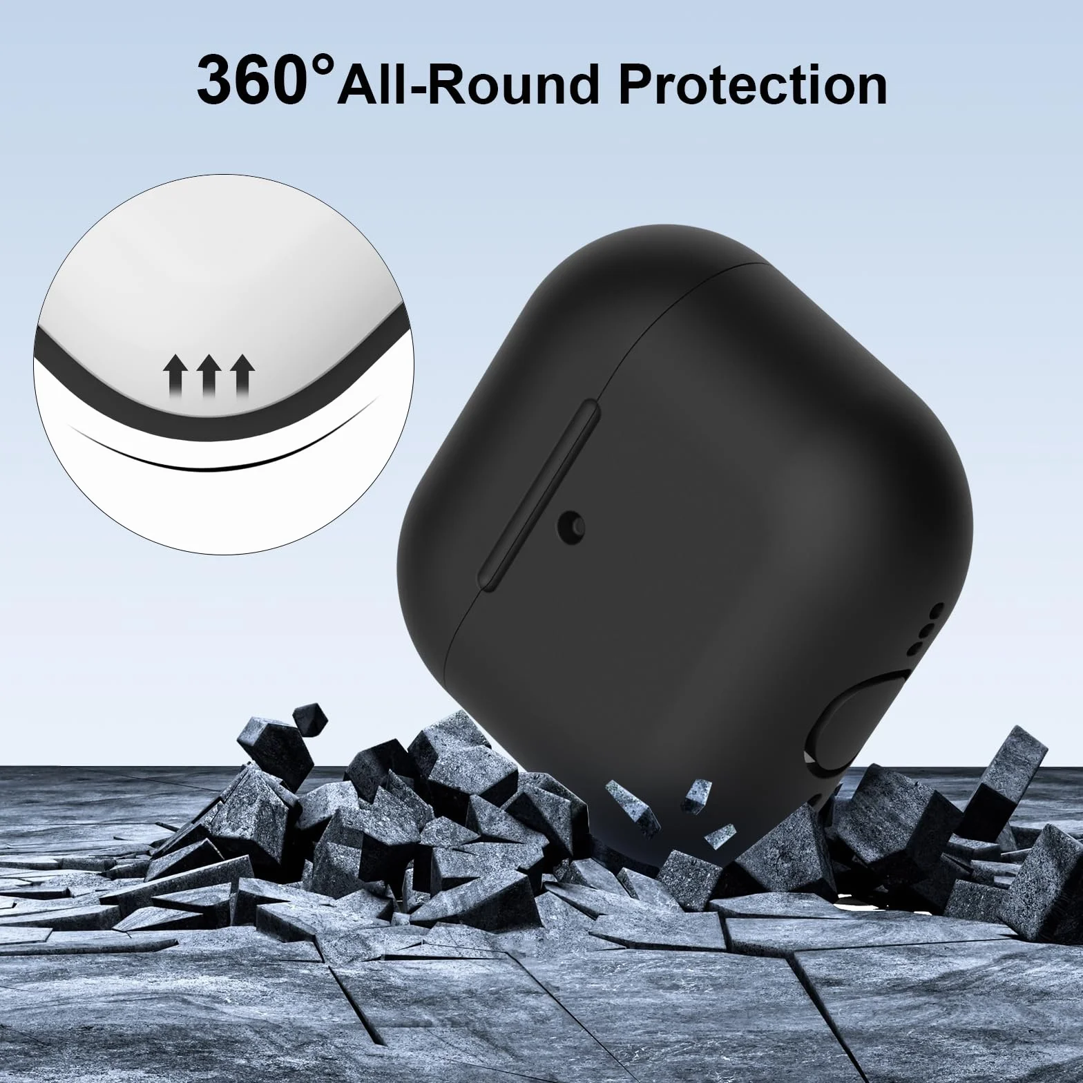 Custodia Compatibile con AirPods 4 (2024) Custodia Case, Case Protettiva Antiurto Antiscivolo in Silicone per AirPods 4a Generazione Cover Custodia, LED Frontale Visibile, Nero