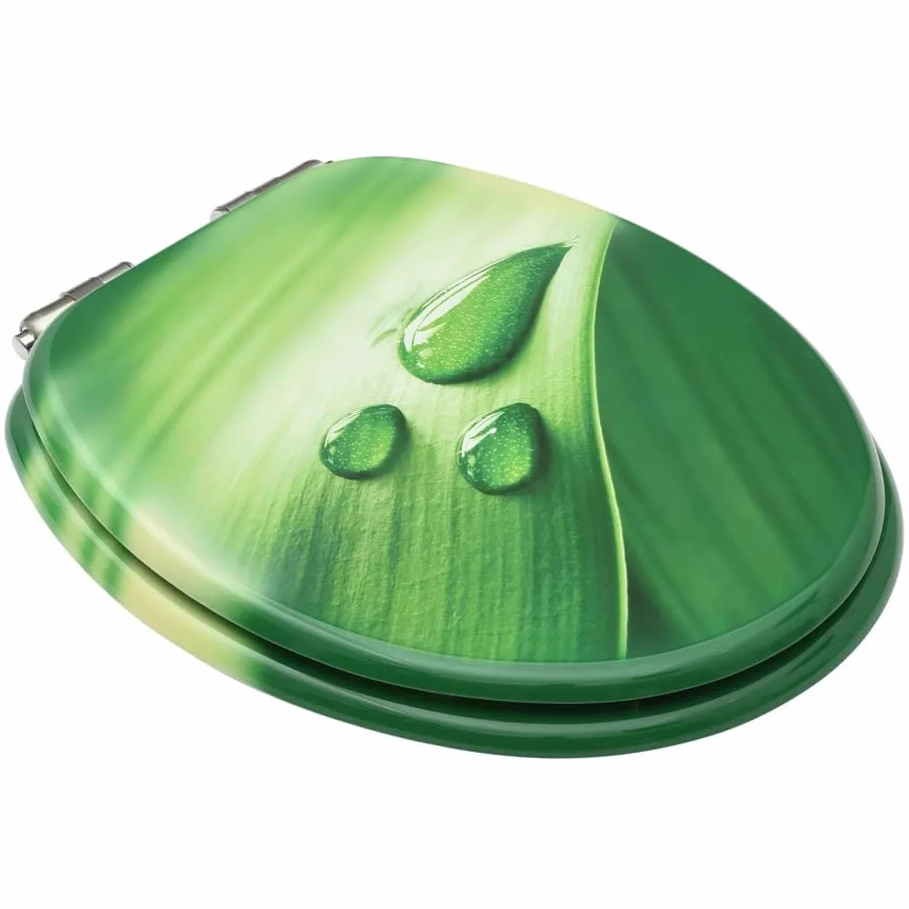 Sedile WC coperchio chiusura morbida MDF verde gocce d'acqua 02_0002935