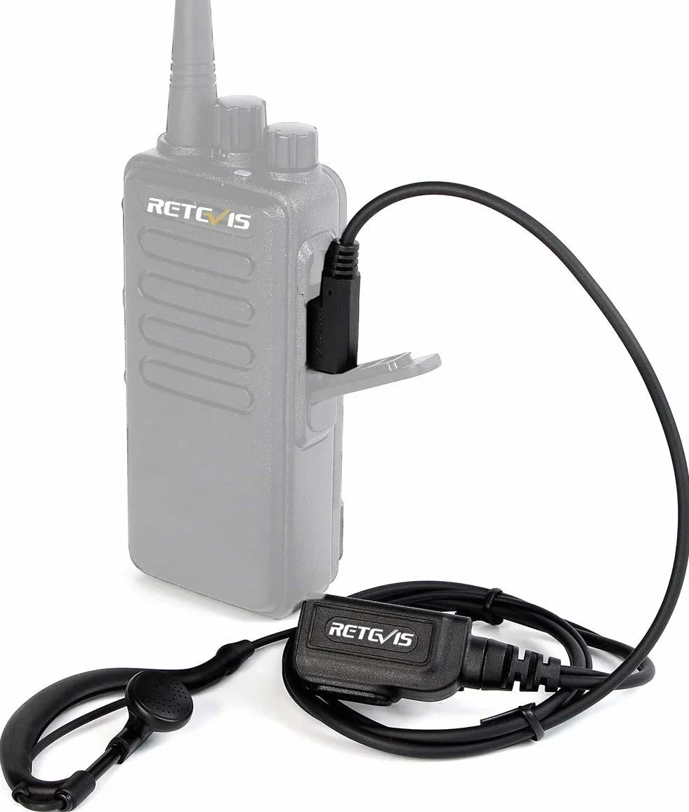 Retevis Walkie Talkie Auriculari, 2 pin G-Tipo Curvetta Auricolare Compatibile RT619 RT24 RT27 Baofeng BF-888S UV-5RV Kenwood Walkie Talkie (2 Pezzi)