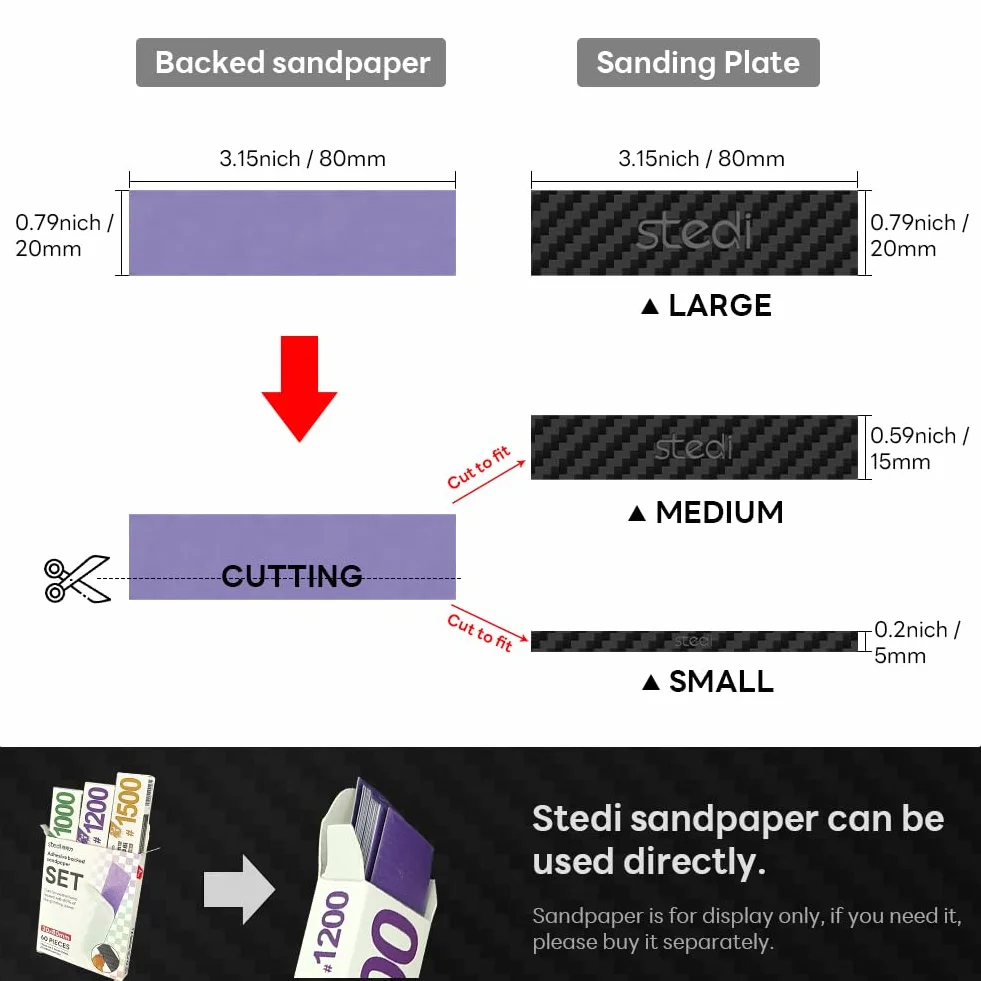 Stedi Fiber Sanding Sticks 4 pezzi, Hobby Model Tools for Gundam, Scale Military Model, 3D Resin Parts, Wood