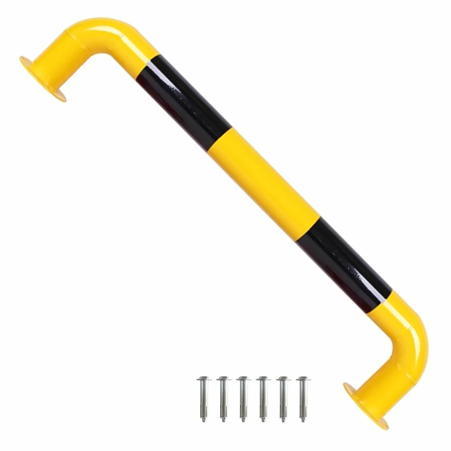 Paletto di sicurezza in acciaio per parcheggio, barriera di parcheggio per esterni resistente alle intemperie con bulloni di ancoraggio, lunga durata, 3 pezzi 100x20 cm/39,37x7,87 pollici