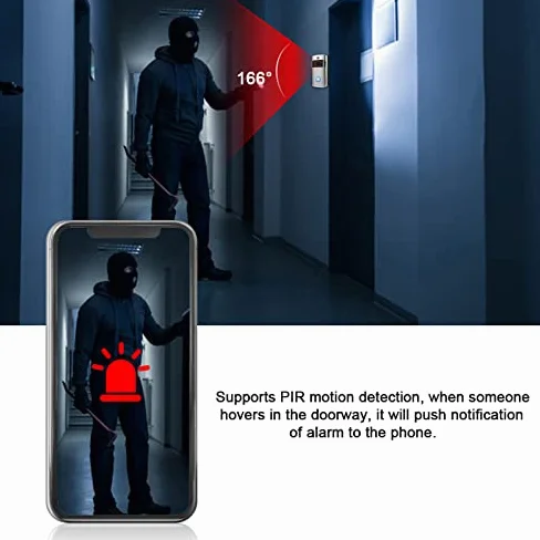 Videocitofono Wifi, telecamera campanello wireless, campanello video risoluzione 1280 x 720 con batteria ricaricabile 6800 mAh rilevamento movimento visione notturna controllo APP per Android IOS