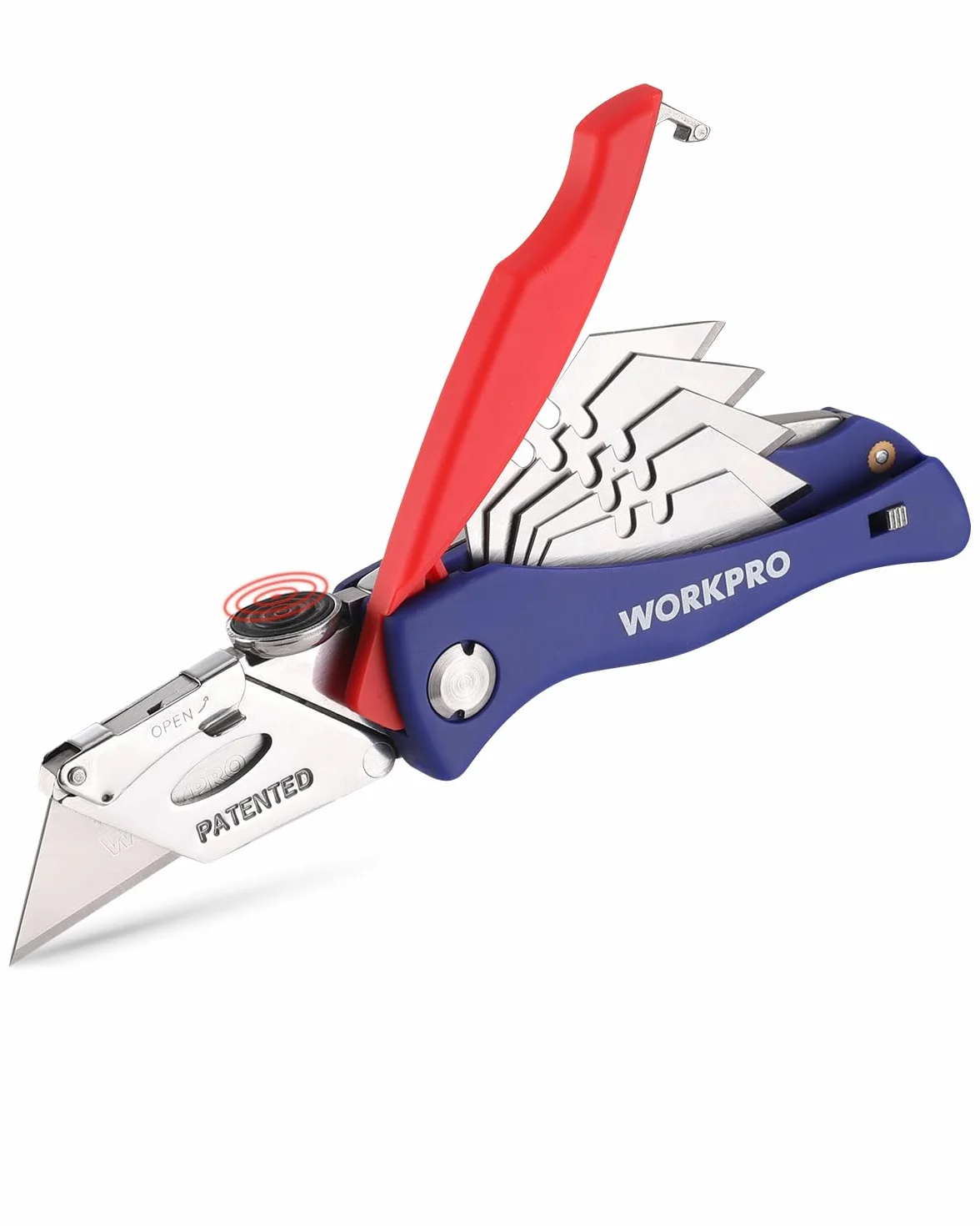 WORKPRO Nóż Multifunkcyjny Składany z Szybką Wymianą 5 Ostrzy
