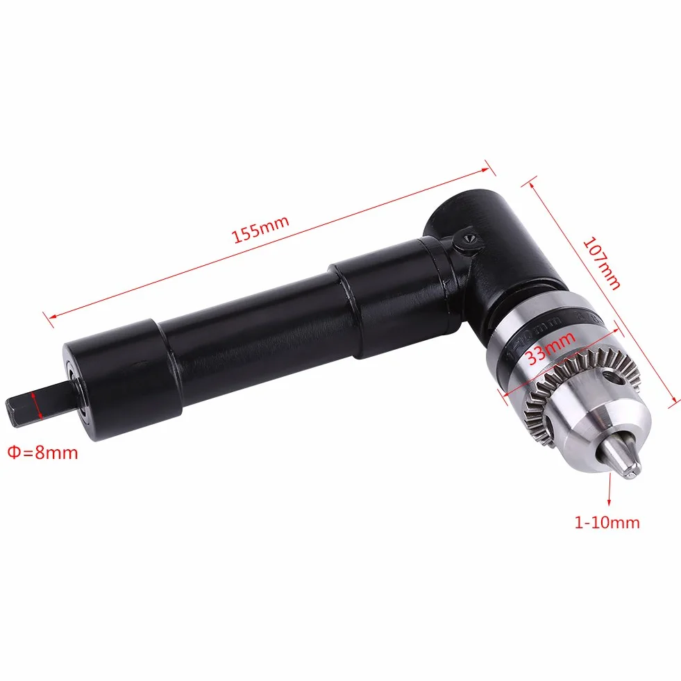 Alluminio Testa a Destra Curva di Estensione Mandrino 90 Grado Trapano Allegato 8mm Gambo Esagonale di Potenza Trapano Elettrico Strumento