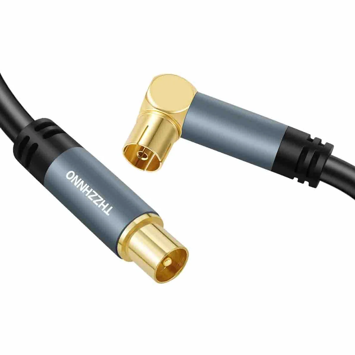 Antenna TV ad Angolo Retto RG6 Coassiale 2M, Connettore Placcato Oro 90 Gradi Femmina a Maschio, per HDTV, CATV, DVB-T2/C/S, Modem, Radio, Ricevitore