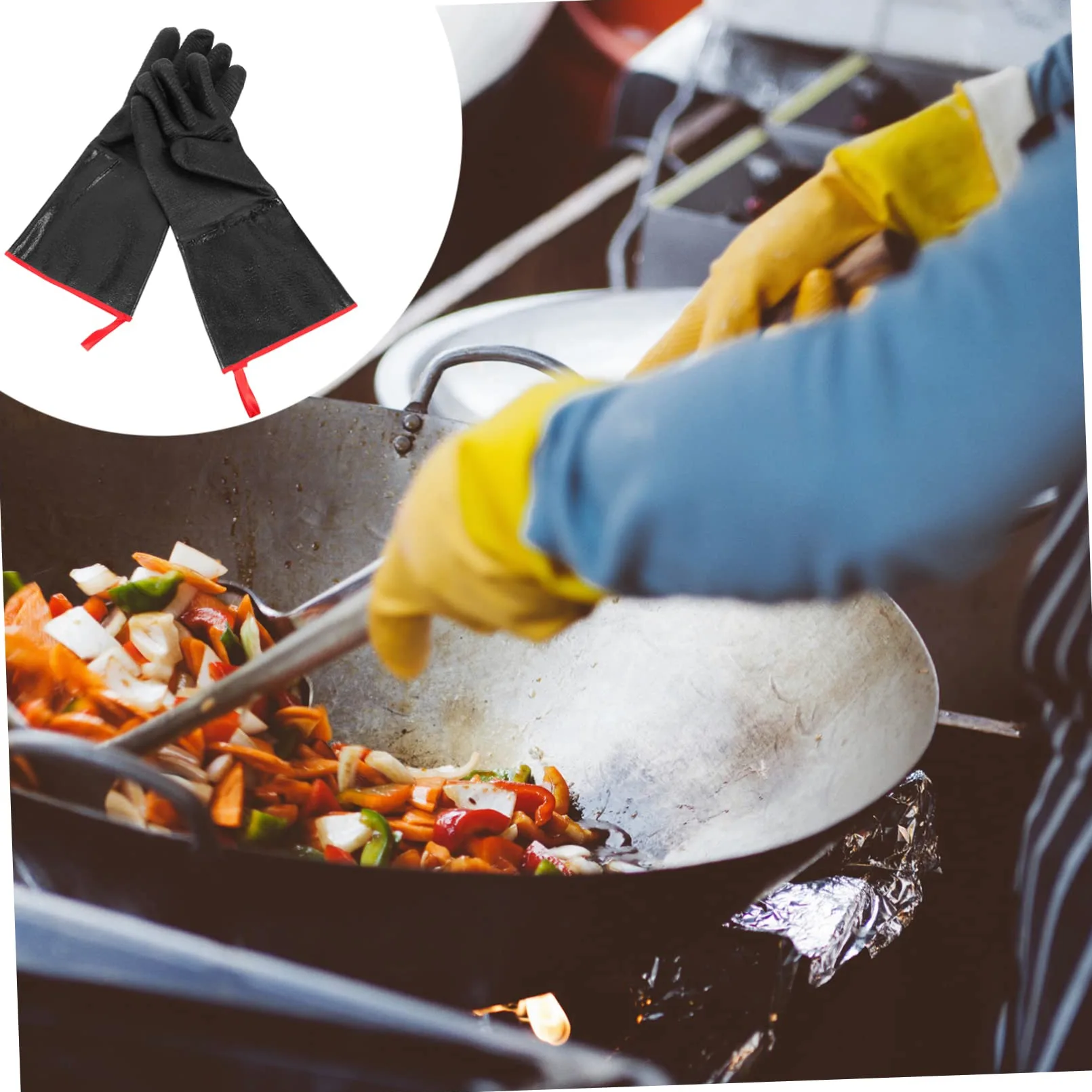 Guanti Protettivi in Neoprene Neri, 1 Paio, Resistenti al Calore | Outdoor Bbq e Stufa, Isolamento Termico Riutilizzabile, Misura Standard per Uso Pratico