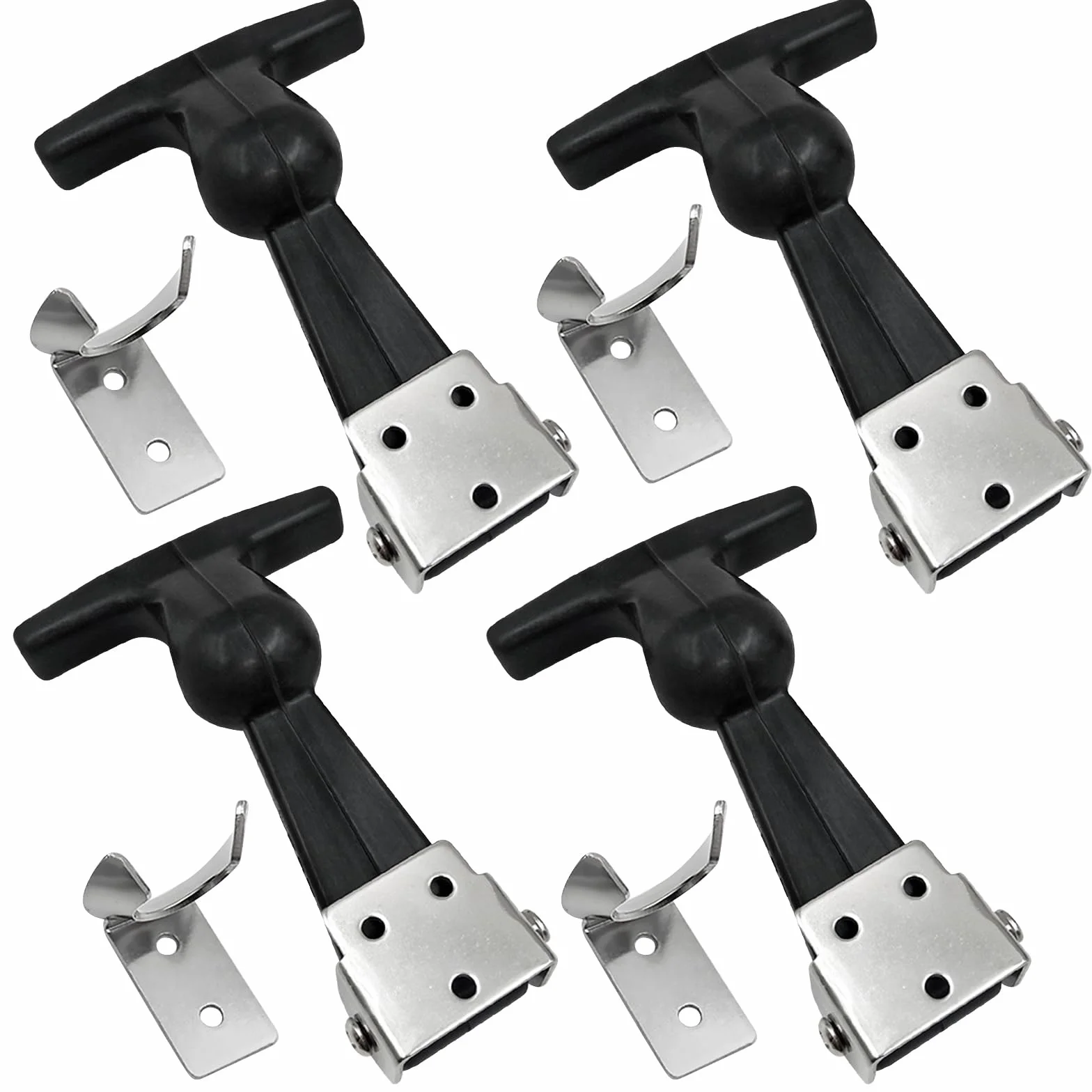 Chiusure Per Cofano In Gomma In Acciaio Inox T Handle Hasp Flessibile Draw Fermi Per Camion Cassetta Degli Attrezzi Motore (Nero)