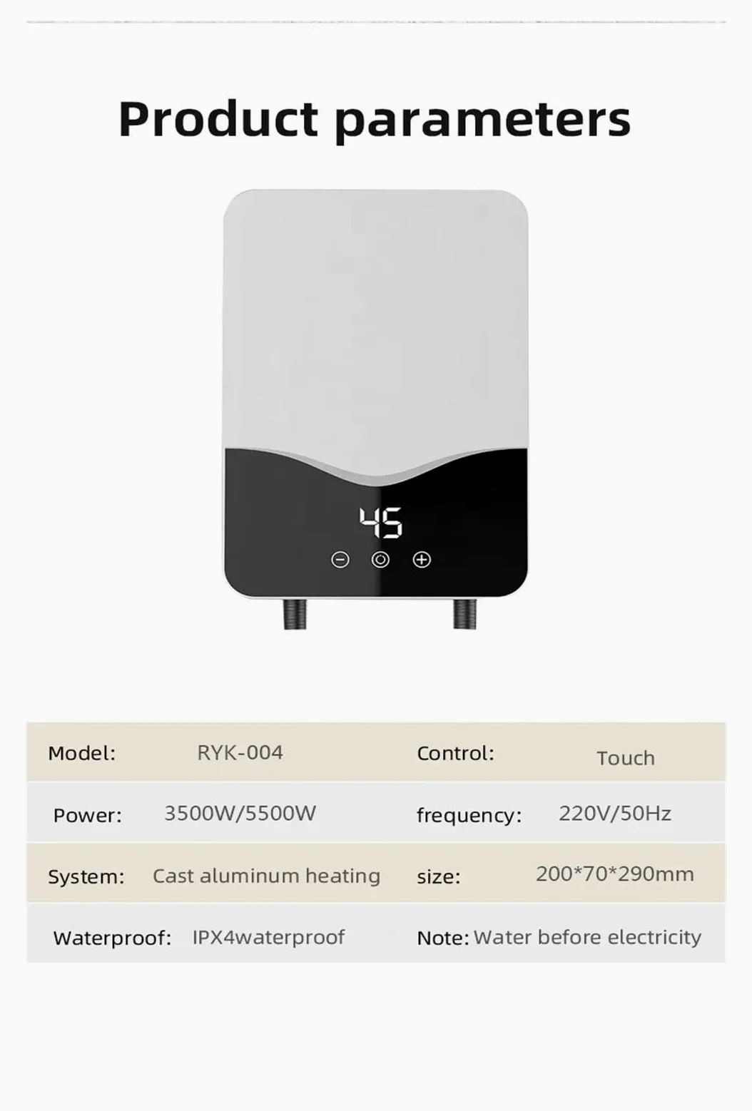 Scaldabagno Istantaneo Senza Serbatoio For Bagno, Scaldacqua Elettrico Istantaneo Da 5,5 KW Con Protezione Automodulante E Surriscaldamento riscaldare rapidamente