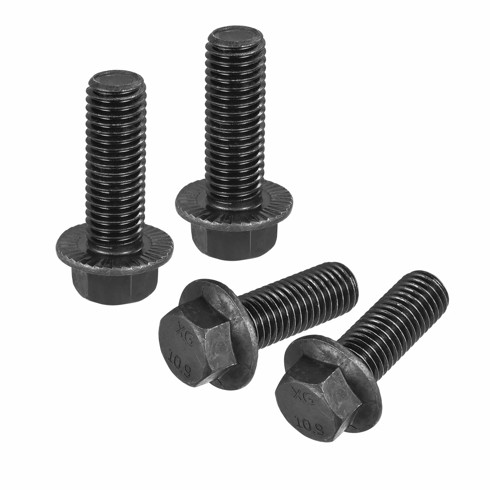 sourcing map M14x40mm Hex Seghettato Flangia Bulloni 10.9 Grado Acciaio al Carbonio 4pcs