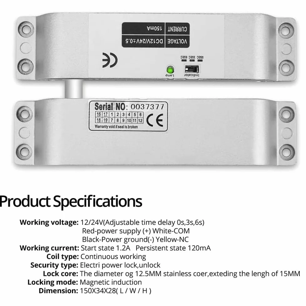 FTSTech Kit di Controllo Accessi per Porta Singola Completo a 125KHz Apriporta Autonomo Serratura a Catenaccio Elettrico Pulsante di Uscita RFID Carte Bianche