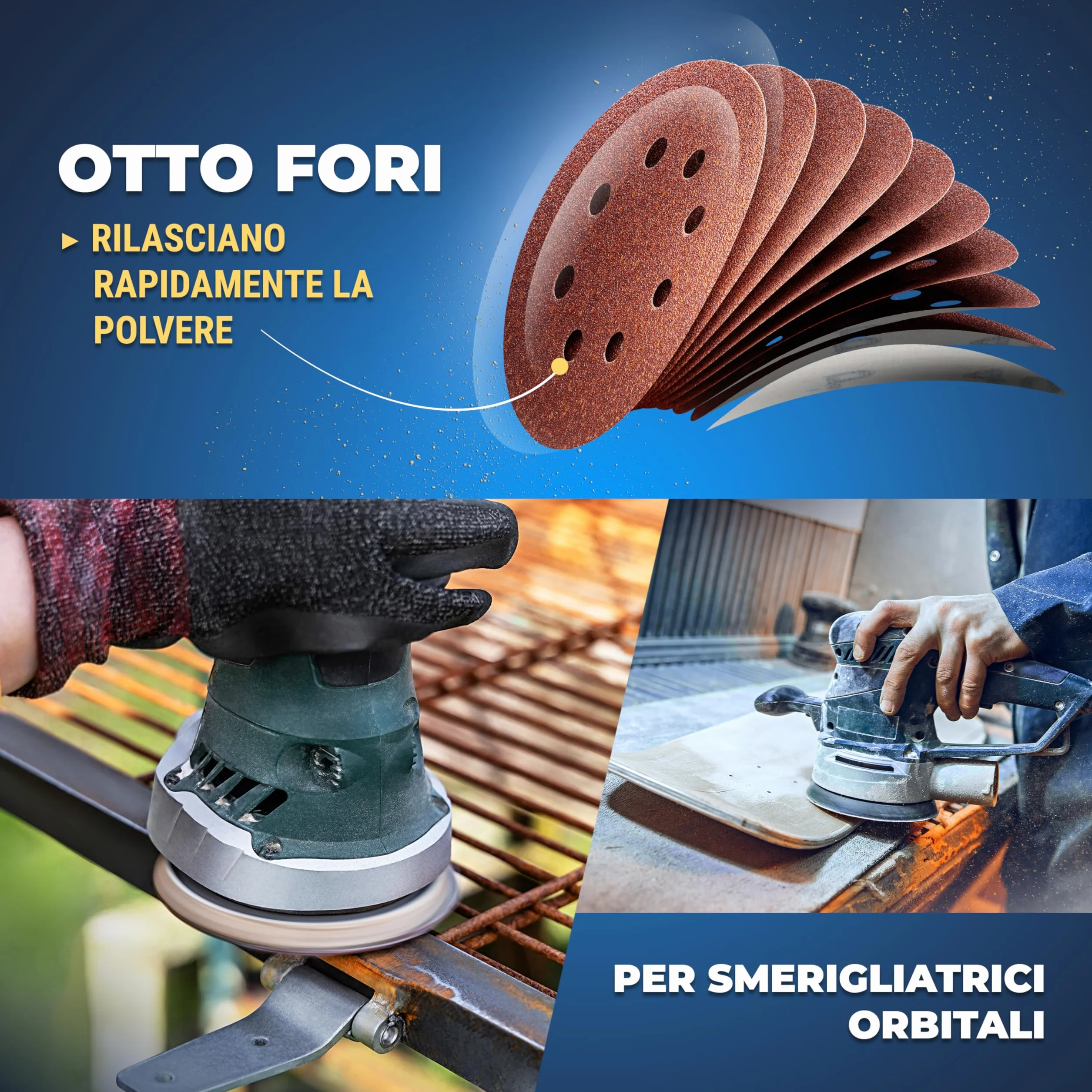 S&R Dischi Abrasivi 125mm Carta Vetrata Grana 40-240 8 Fori Levigatrice Rotorbitale
