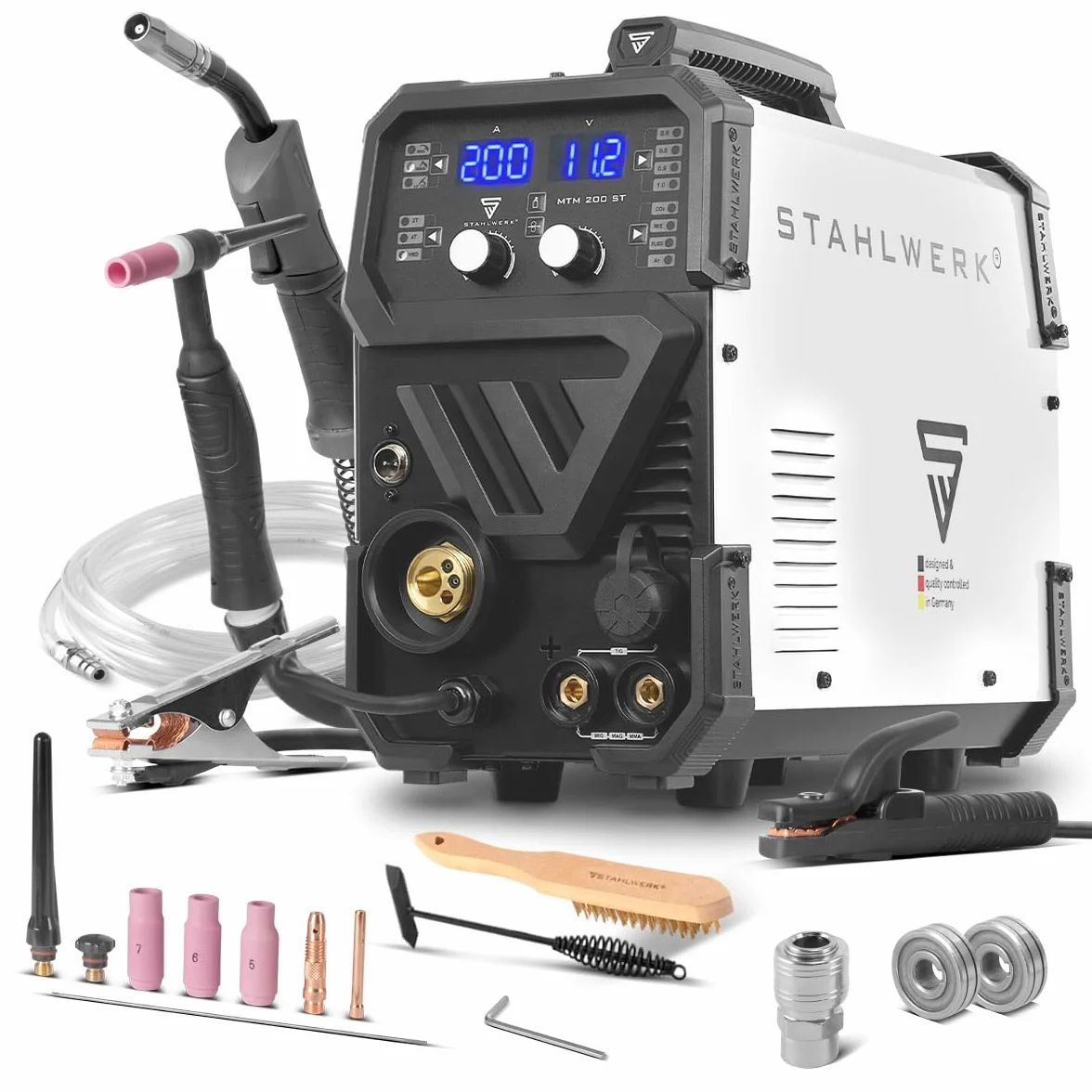 STAHLWERK Saldatrice combinata 3-in-1 MTM-200 ST Inverter TIG MIG/MAG MMA 200 A avanzamento sinergico 4 rulli