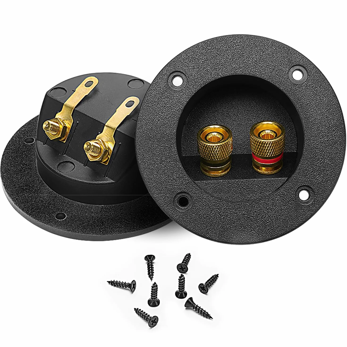 VooGenzek 2 Pezzi Nero 2 Vie Altoparlante Box Terminale Binding Post, Speaker Box Terminal Binding Post Subwoofer Terminale tazza Cassa, Connettori a Molla Rotondi per Subwoofer
