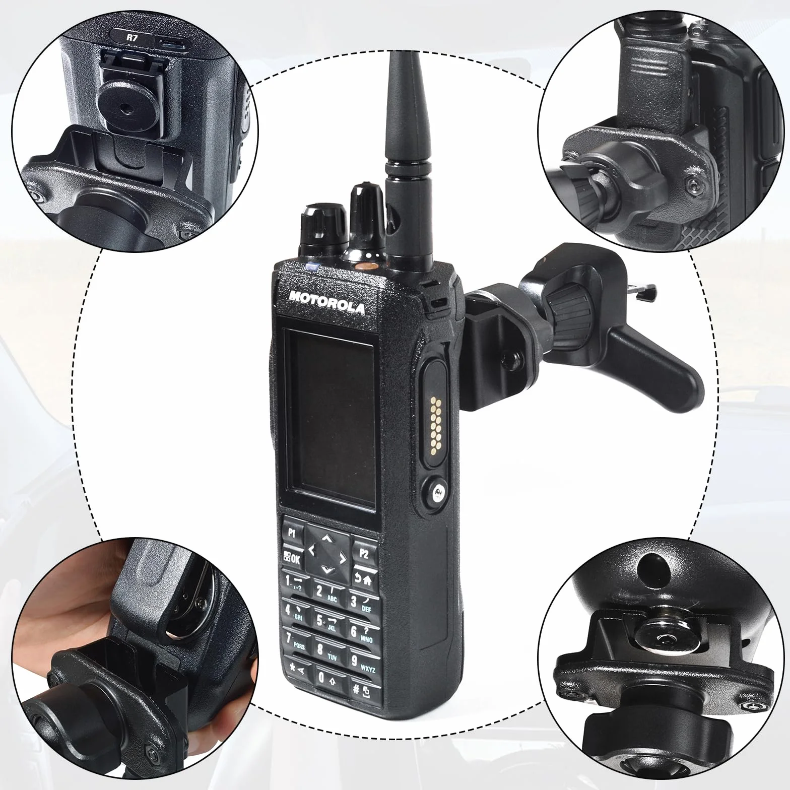 UAYESOK Staffa di ventilazione per apparecchiature radio, supporto girevole per auto con doppio supporto e clip universale, compatibile con Motorola Kenwood Baofeng Icom Midland Yaesu Walkie Talkie