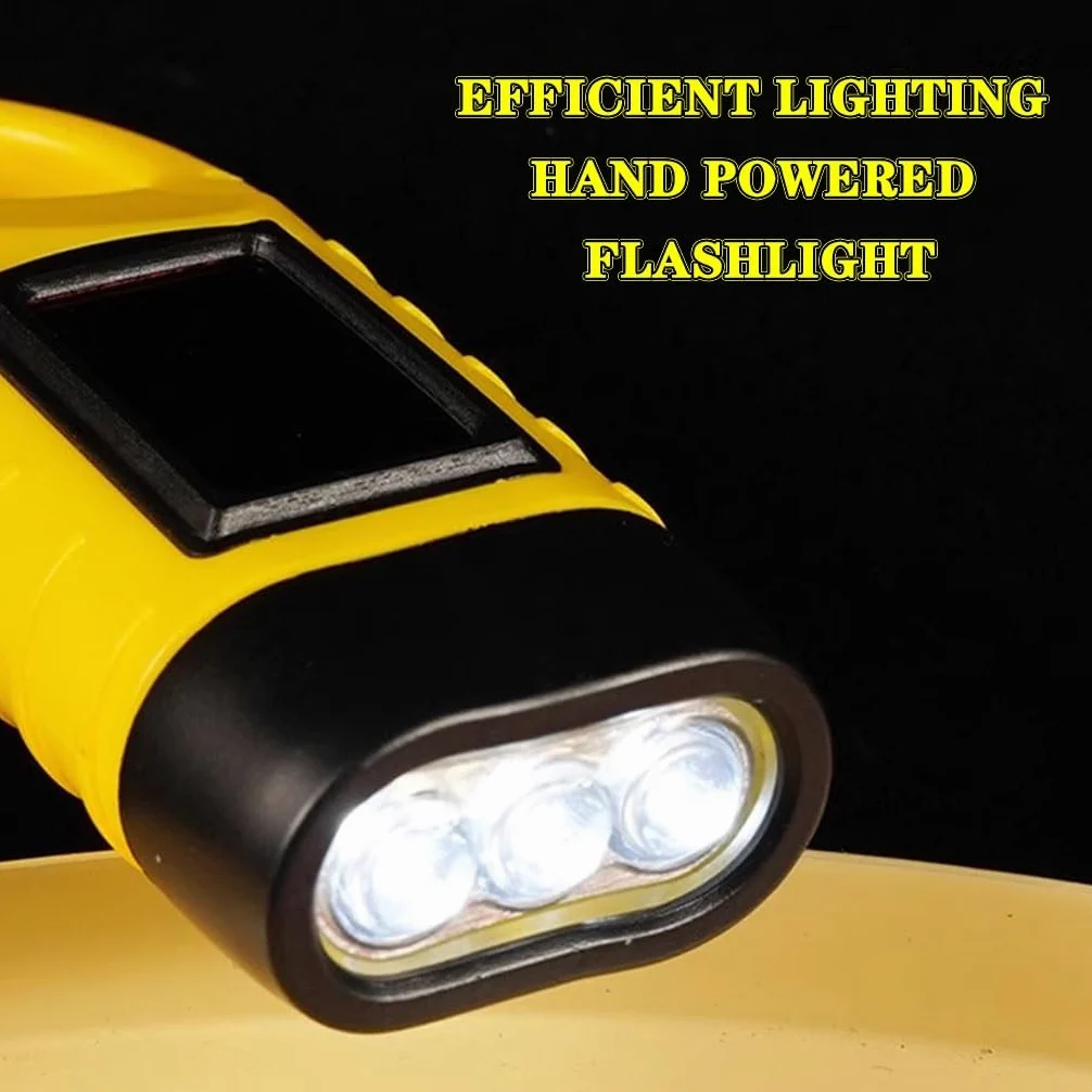 Luce di Emergenza All'aperto 4 Pezzi Torcia Elettrica A Manovella, Torcia Elettrica di Emergenza A Manovella, Torcia Elettrica Manuale Impermeabile, Alimentata Ad Energia Solare(Yellow Color)