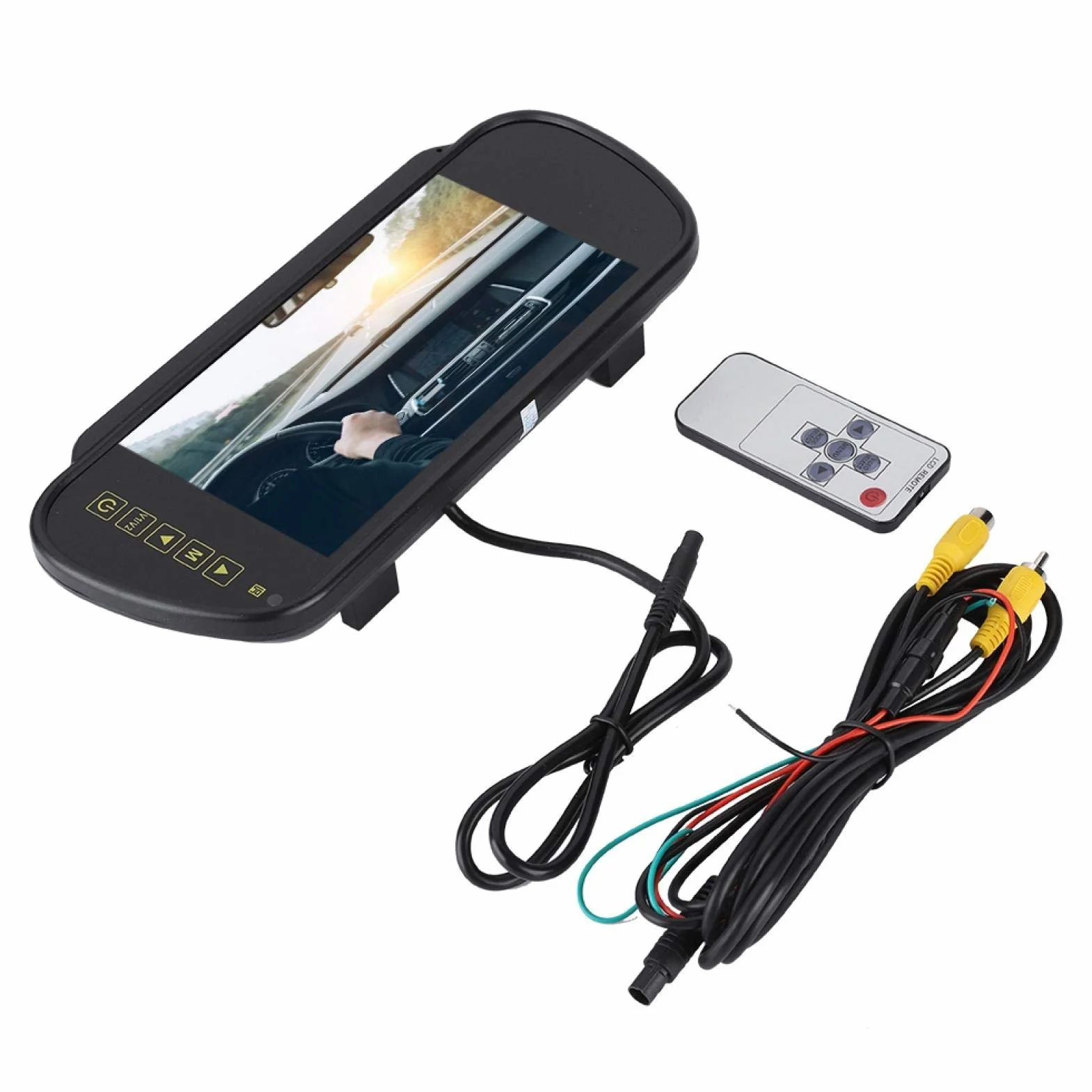 Specchietto Retrovisore per Auto da 7 Pollici, Colori HD 800 x 480 Schermo LCD Auto 7 Pollici Monitor per Retrocamera Auto, DVD Media Player