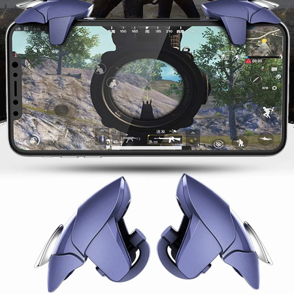 Trigger di gioco, Metal Mobile Shark Gamepad Joystick per PUBG Mobile Gaming Trigger Fire Button Mirare per Key L1 R1 Shooter Controller, Blu