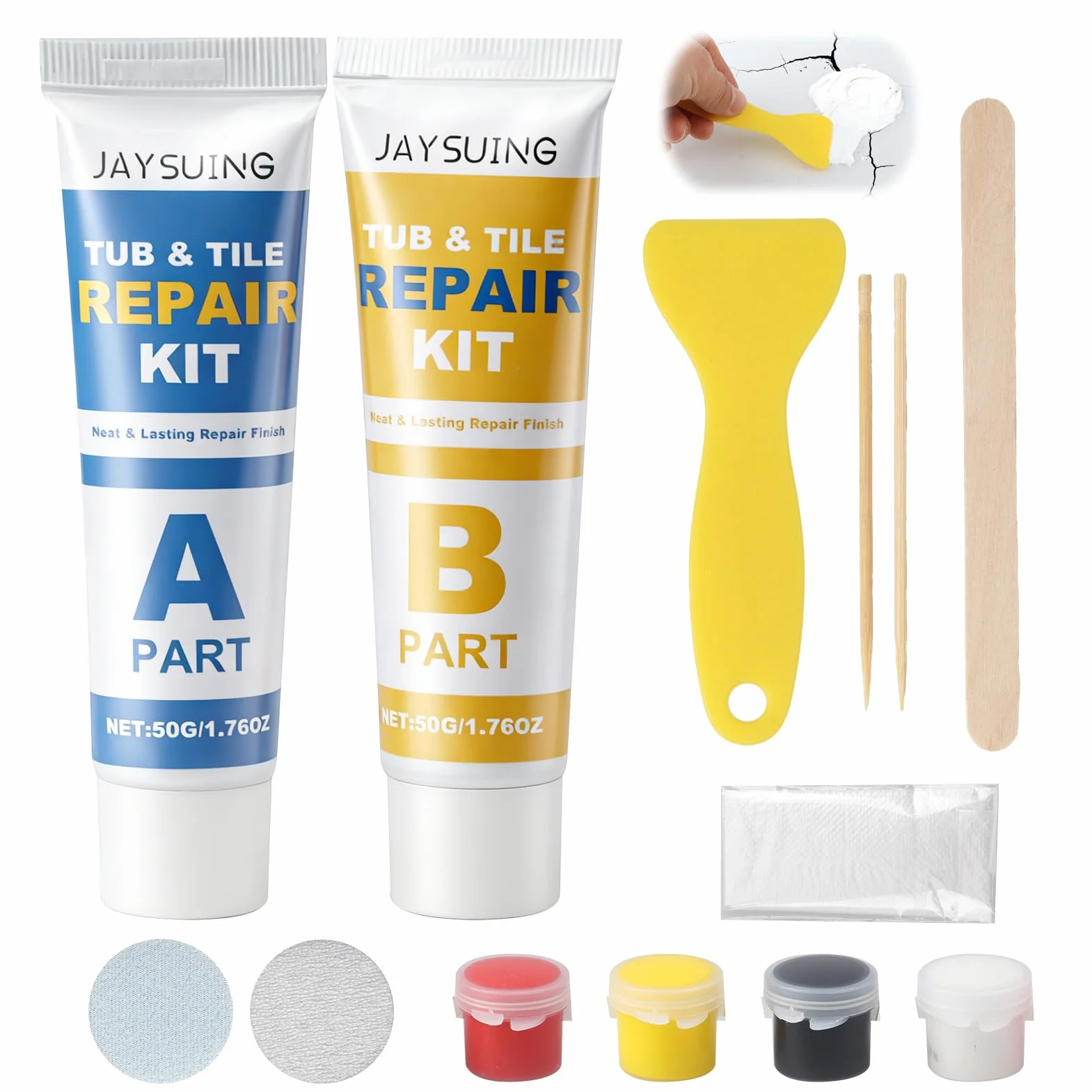 Kit Riparazione Piastrelle Ceramica Marmo Resina Epossidica AB 50G×2 Spatola Accessori