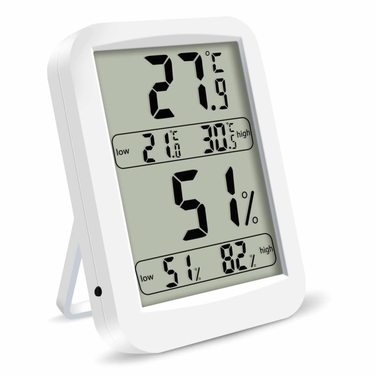 Igrometro Digitale Termometro Ambiente Bianco Abs Lcd | Registra Massimi, Intervallo Umidità 10%–99%, Alimentazione Aaa Non Inclusa