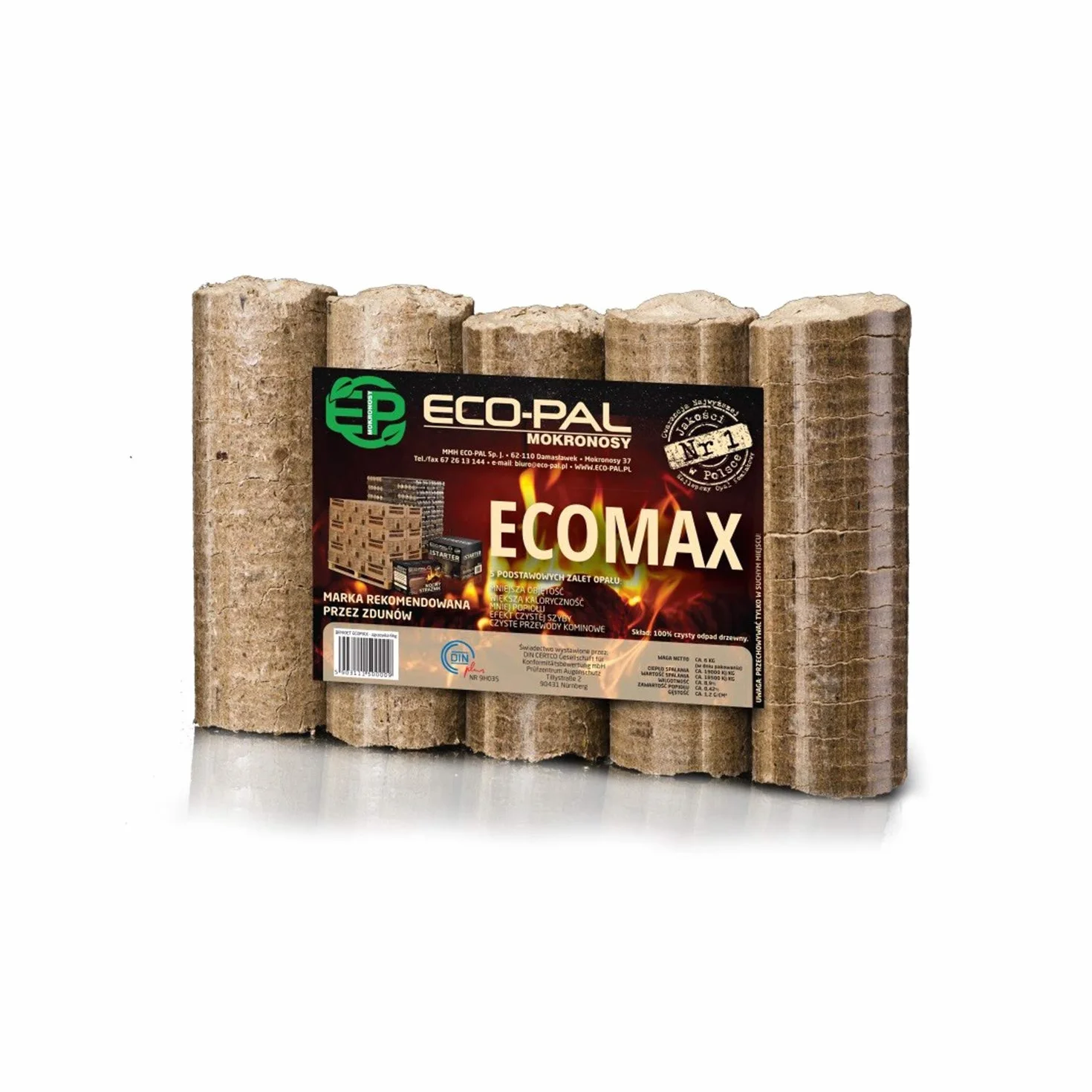 ECOMAX bricchette in legno per camino 6 kg