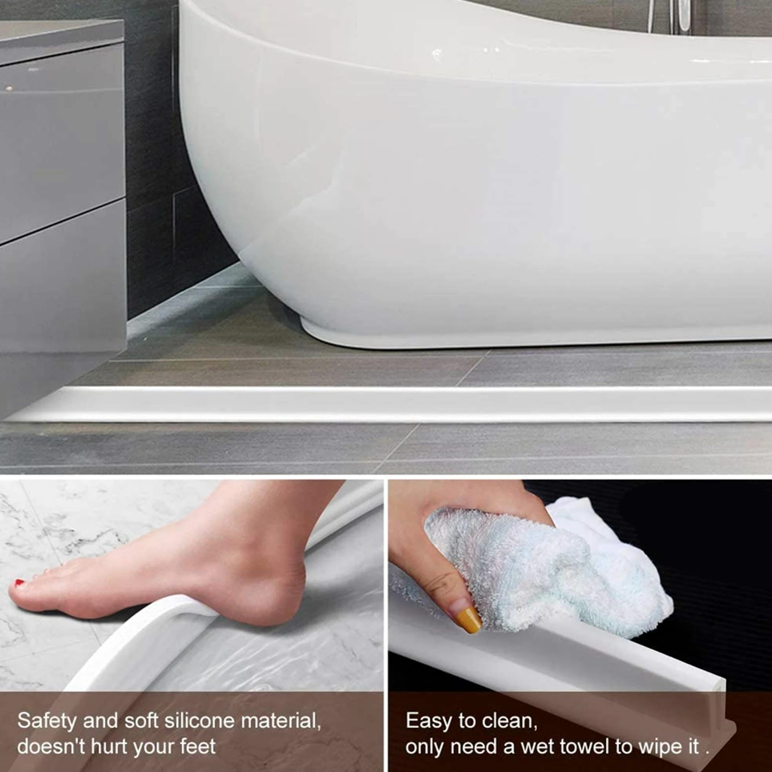 Striscia di tenuta trasparente per porta della doccia, accessorio da bagno impermeabile da 170 cm, previene perdite d'acqua e troppopieno, perfetta per docce, vasche da bagno e aree umide