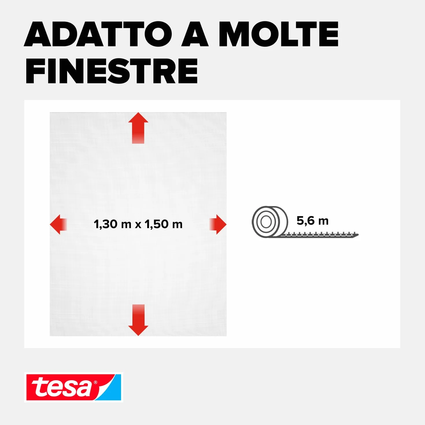 Tesa Insect Stop Zanzariere Attacca & Stacca STANDARD per Finestre Bianco 130x150 cm