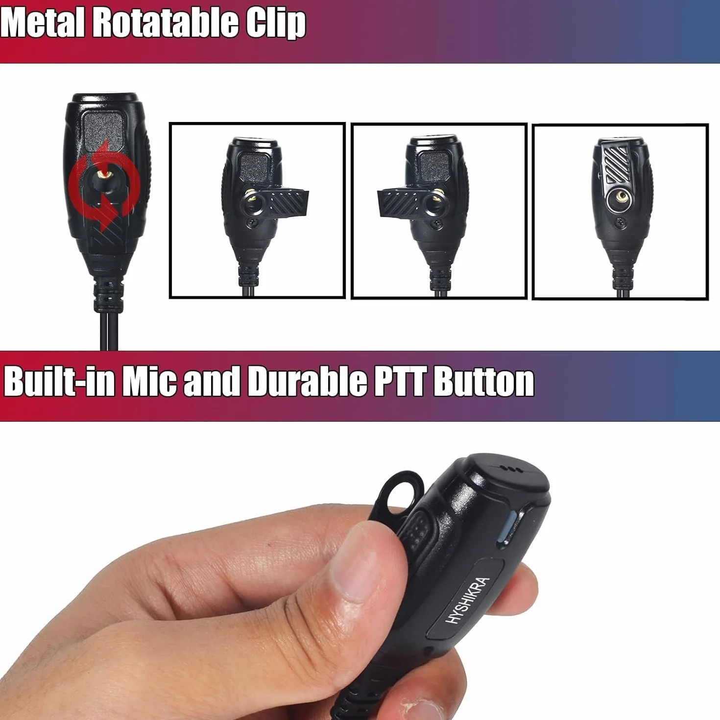 Cuffia con microfono 2 pin con pulsante PTT grande, compatibile con Kenwood eSnic Baofeng UV-5R Auricolare per radio bidirezionale per guardie del corpo di sicurezza (Tubo acustico, 1)