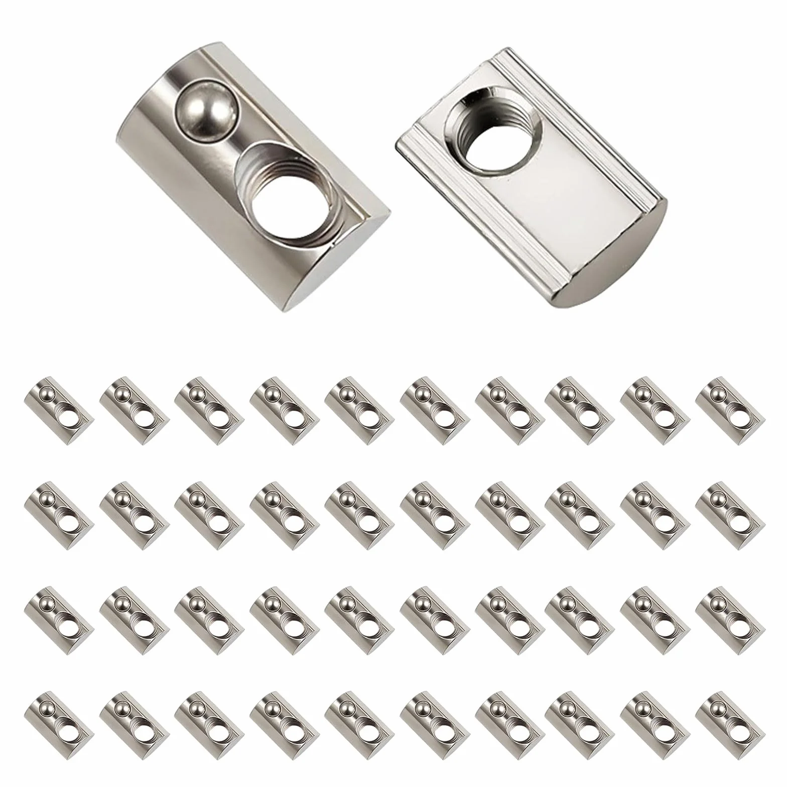 42PCS T Slot Nuts Roll in Primavera M6, Dadi Scorrevoli in Alluminio, Dado Fissaggio Testa a Sfera, T per Mobili per Fissaggi a Dadi a Molla con Intaglio a T (M8-40)