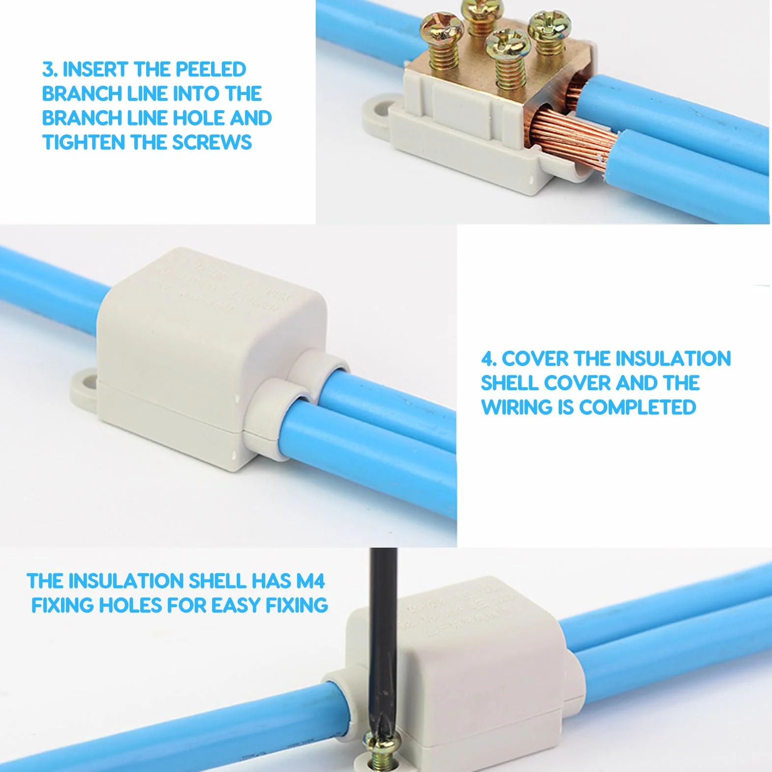 6 Pezzi Tipo T Connettore Splitter Cavo Ad Alta Potenza Spina a 3 Vie Scatola di Giunzione Linea 1000 V 100 A ZK‑1216