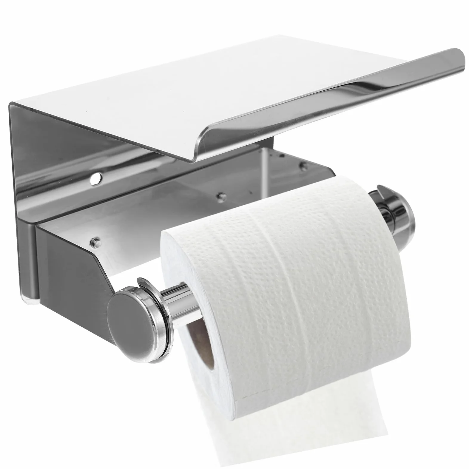 Porta Mensola in Igienica con Inox Parete da Carta Acciaio | Argento, per Bagno Domestico e Toilette Hotel, Struttura con Capacità Portante Elevata