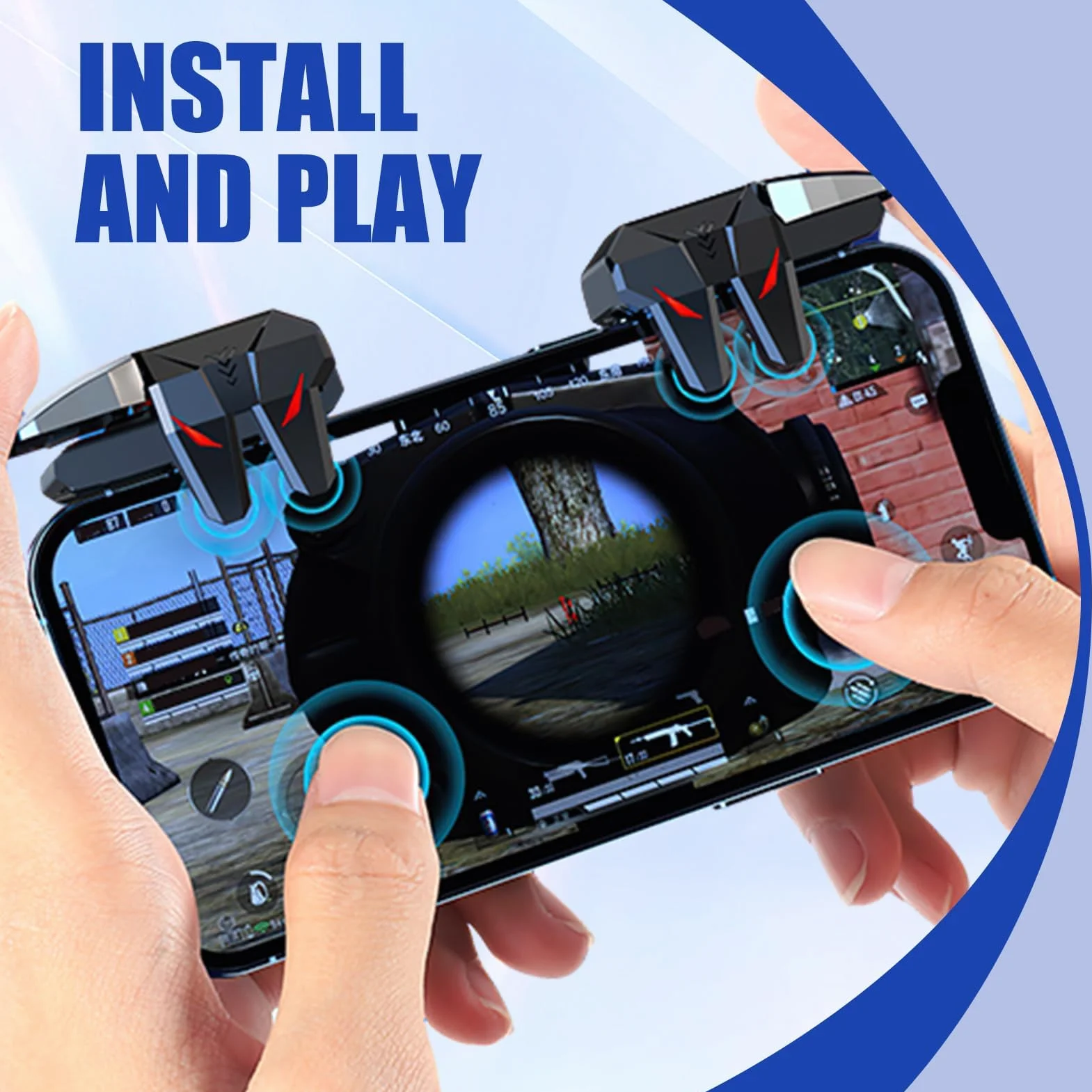 Novstuf Triggers 6 Dita Joystick Controller per PUBG COD, Rapid-Fire Tiro Joystick Controller Amartphone Sensibilità Alta Protezione Schermo Compatibile con Telefono Smartphone Android e iPhone