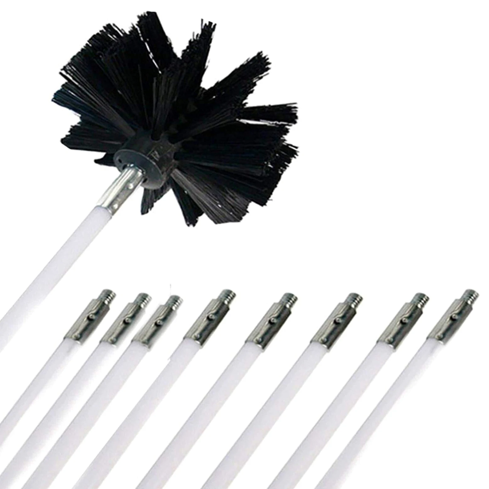 Kit per La Pulizia del Condotto Dell'essiccatore, Spazzola per Scovolino in Nylon per Caldaia A Camino con Aste Flessibili 6/9/12/15/18, Parete Interna Tubolare Pulita del Camino