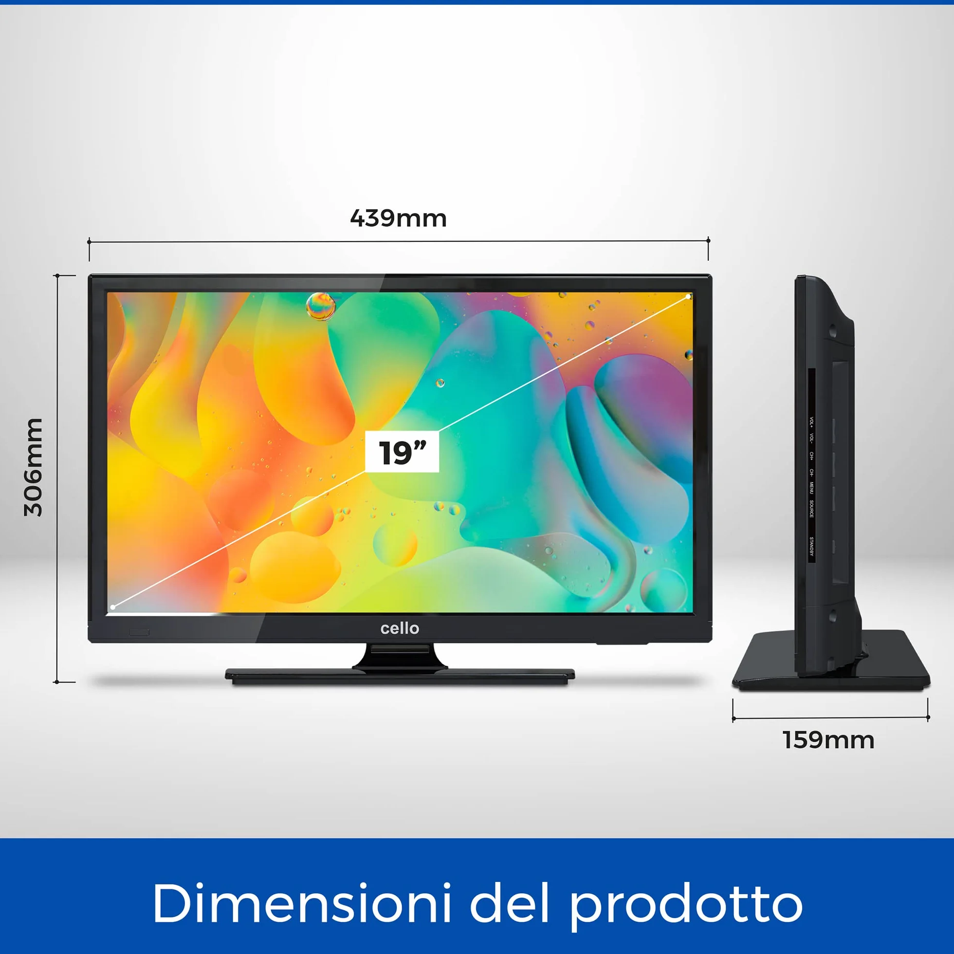 Cello 19 Zoll Smart Camping Reise TV 12-Volt TV Triple Tuner Bluetooth. Disney+ Netflix, Apple TV+ Prime Video Paramount+ Caravans HGVS Boote Modell 2023, 12V/SMART, 19"