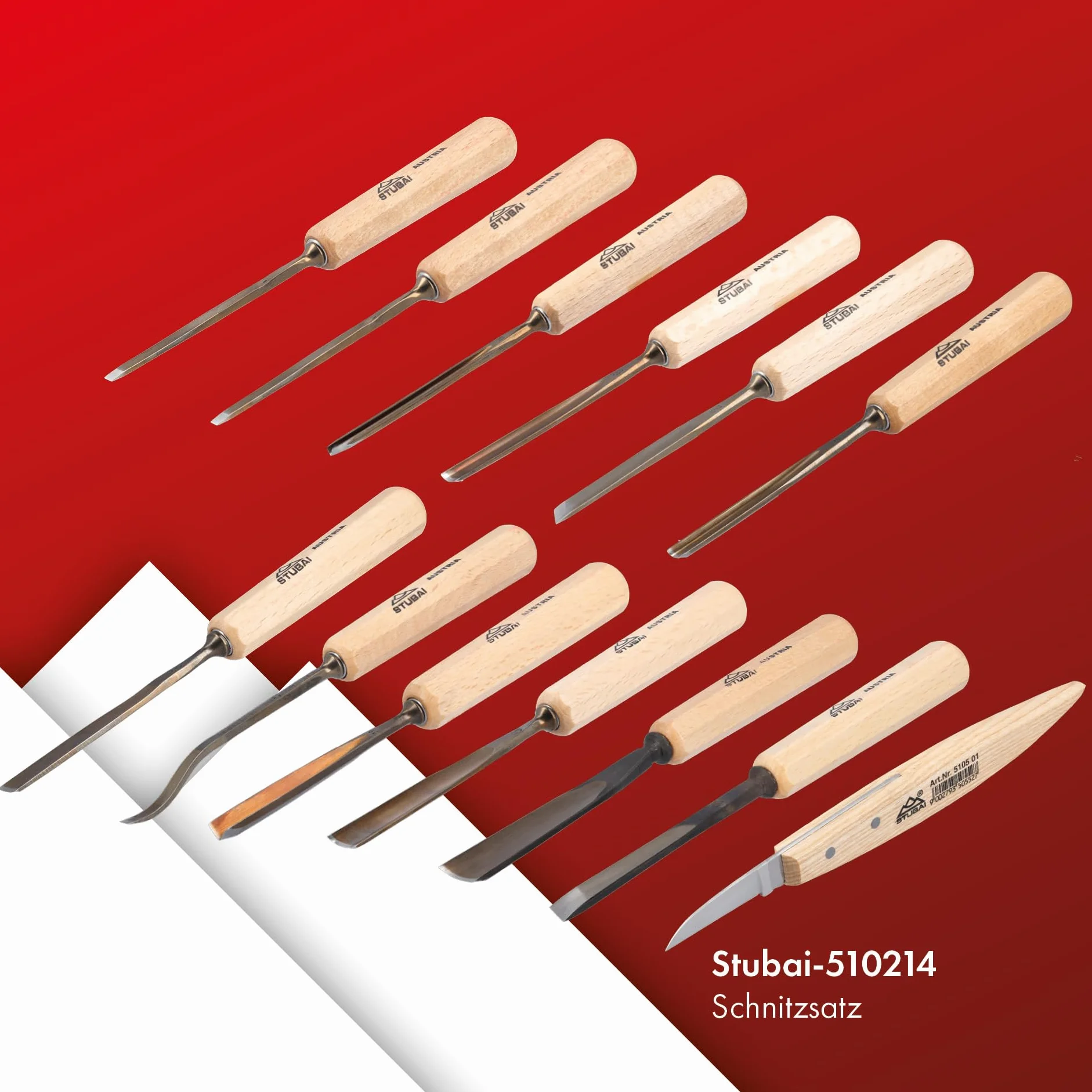 Stubai 510214 Assortimento Sgorbie per Scultori, 14 Pzi