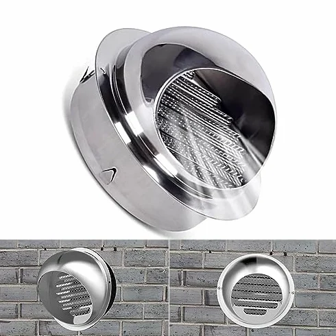 Griglia di ventilazione in acciaio inox resistente alle intemperie con schermo integrato per una facile installazione all'esterno, design a naso toro per ventilazione a soffitto