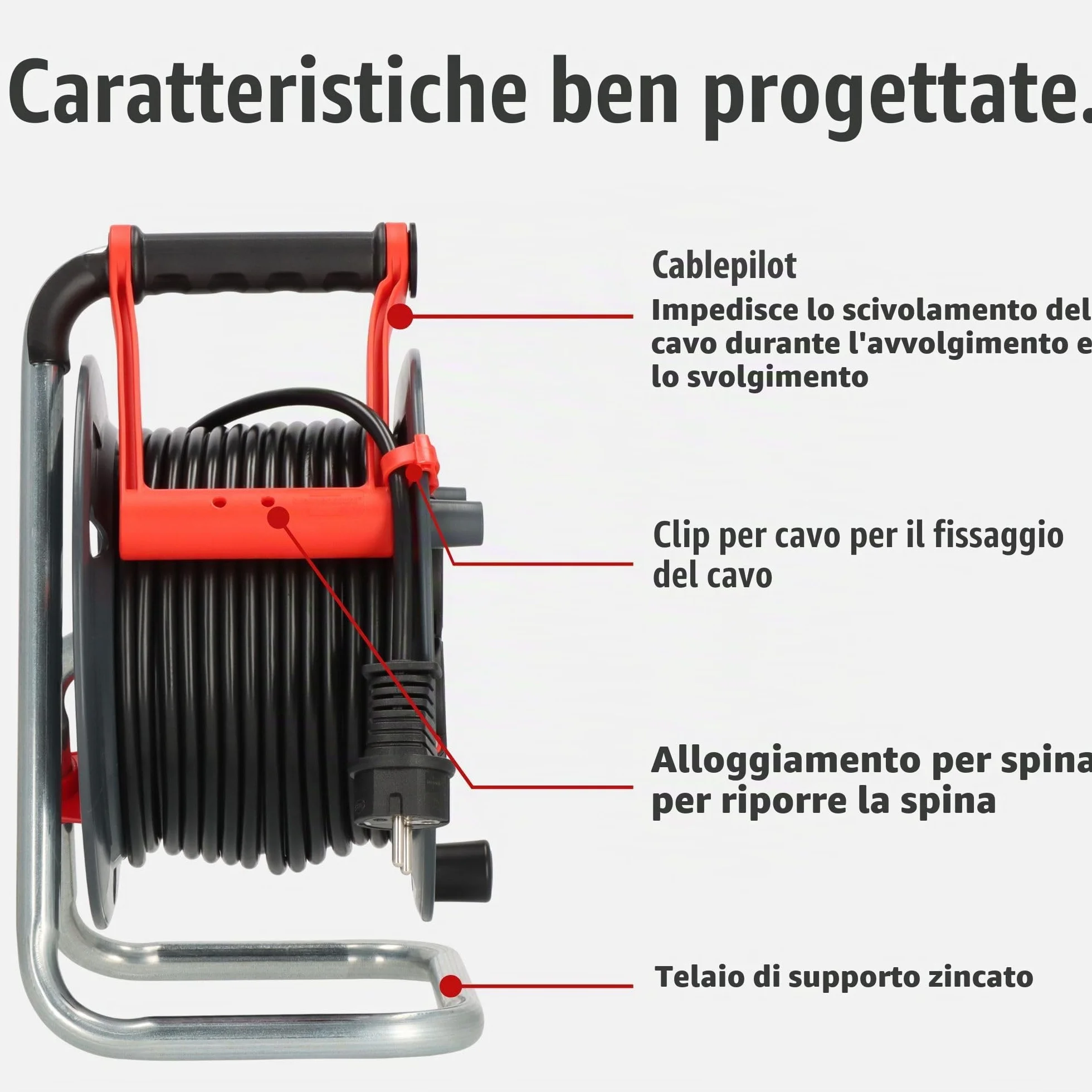Brennenstuhl Garant, Avvolgicavo per esterni, IP44, 25 m (Made in Germany, 3 prese di sicurezza con migliore protezione da tocco, plastica speciale)