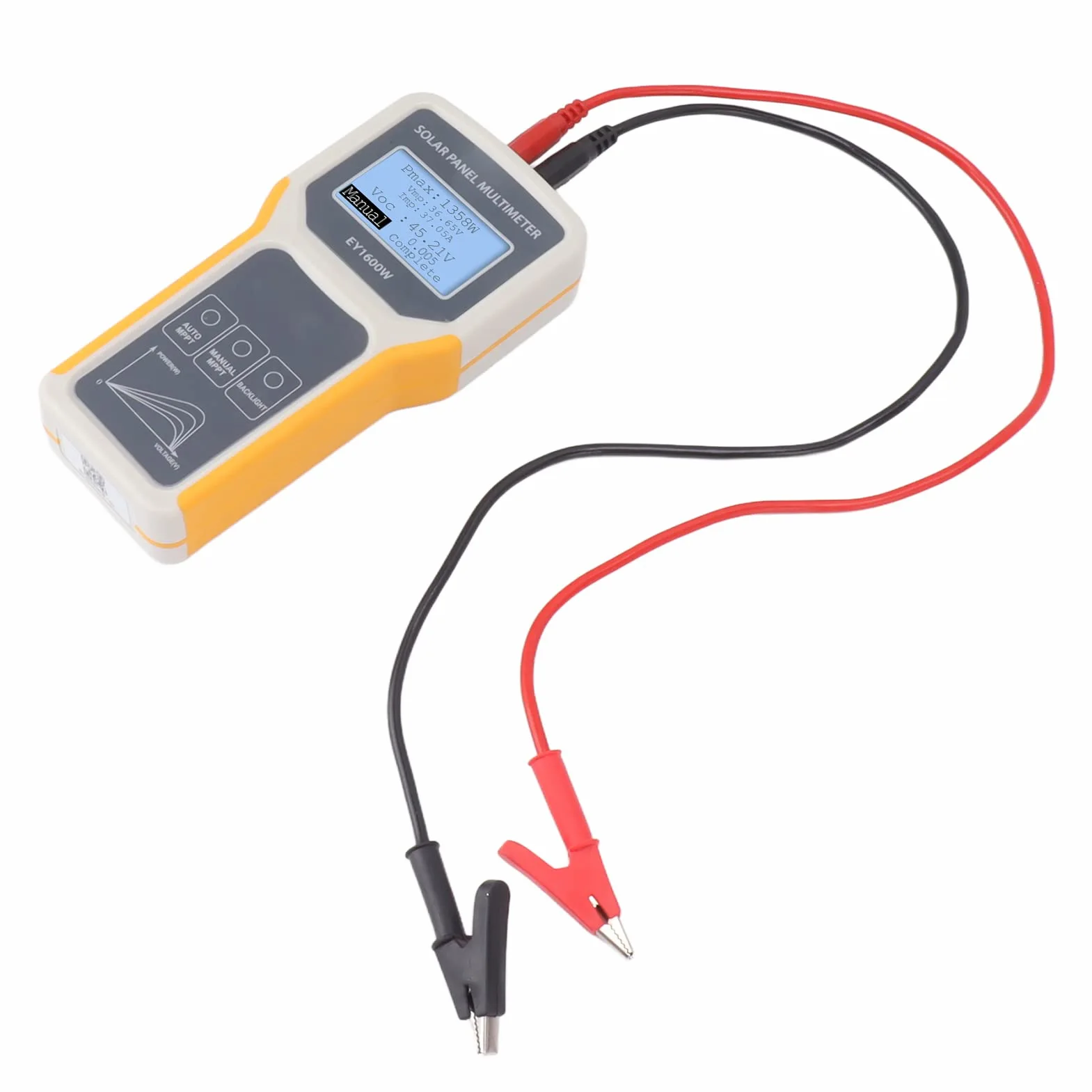 ANGGREK Multimetro Solare Fotovoltaico, Materiale ABS, Tester MPPT Accurato, Display Retroilluminato, Misurazione della Tensione a Circuito Aperto, Utenti di Pannelli Solari