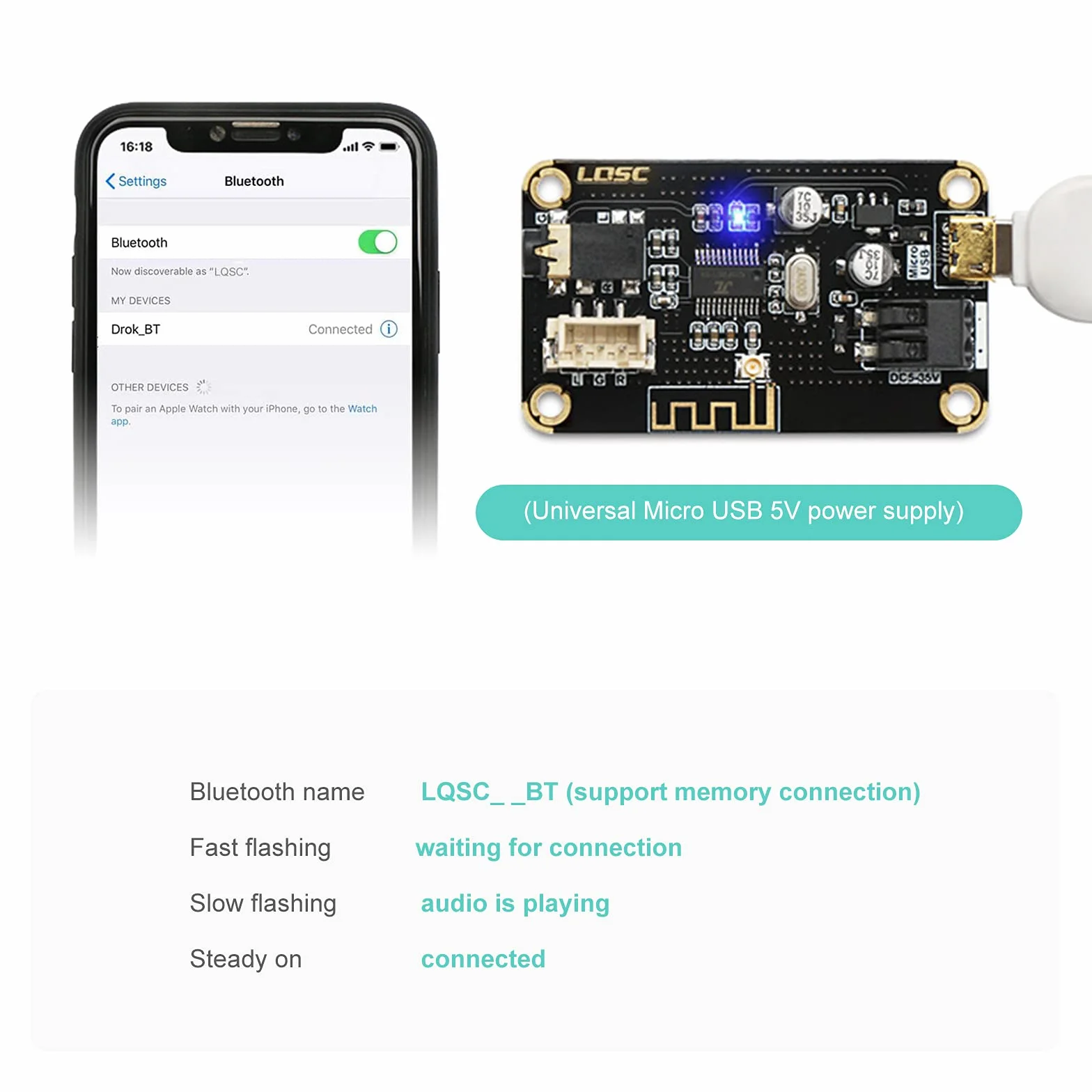 RUZHI Modulo Bluetooth Scheda Audio Stereo MP3 DC 5-35V Portatile Decodificatore Elettronico Senza Fili Chip Cuffie Stereo DIY