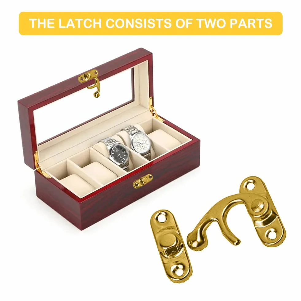 Antico Hasp Gancio a Scatto Bronzo 4 Pezzi per Scatola in Legno Portagioie