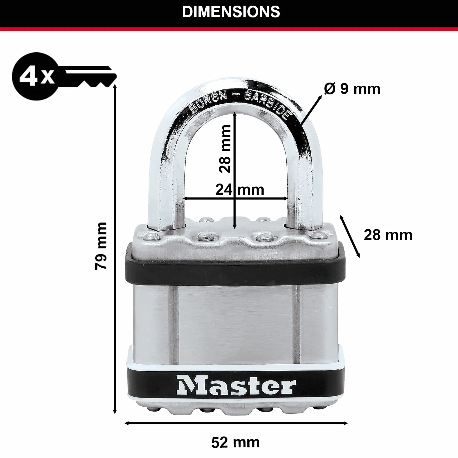 Master Lock Lucchetto ad Alta Sicurezza Ottimo per Portali, Garage