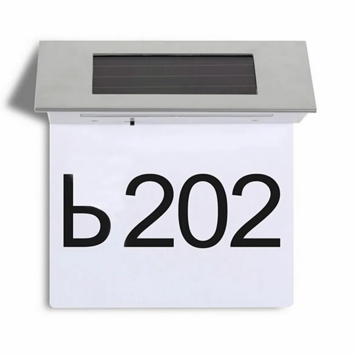 Lampada Solare da Parete con Sensore di Movimento 4led per Numero Civico, Materiale Acciaio Inossidabile e Abs, Facile da Installare, Risparmio Energetico, per Uso Esterno in Casa