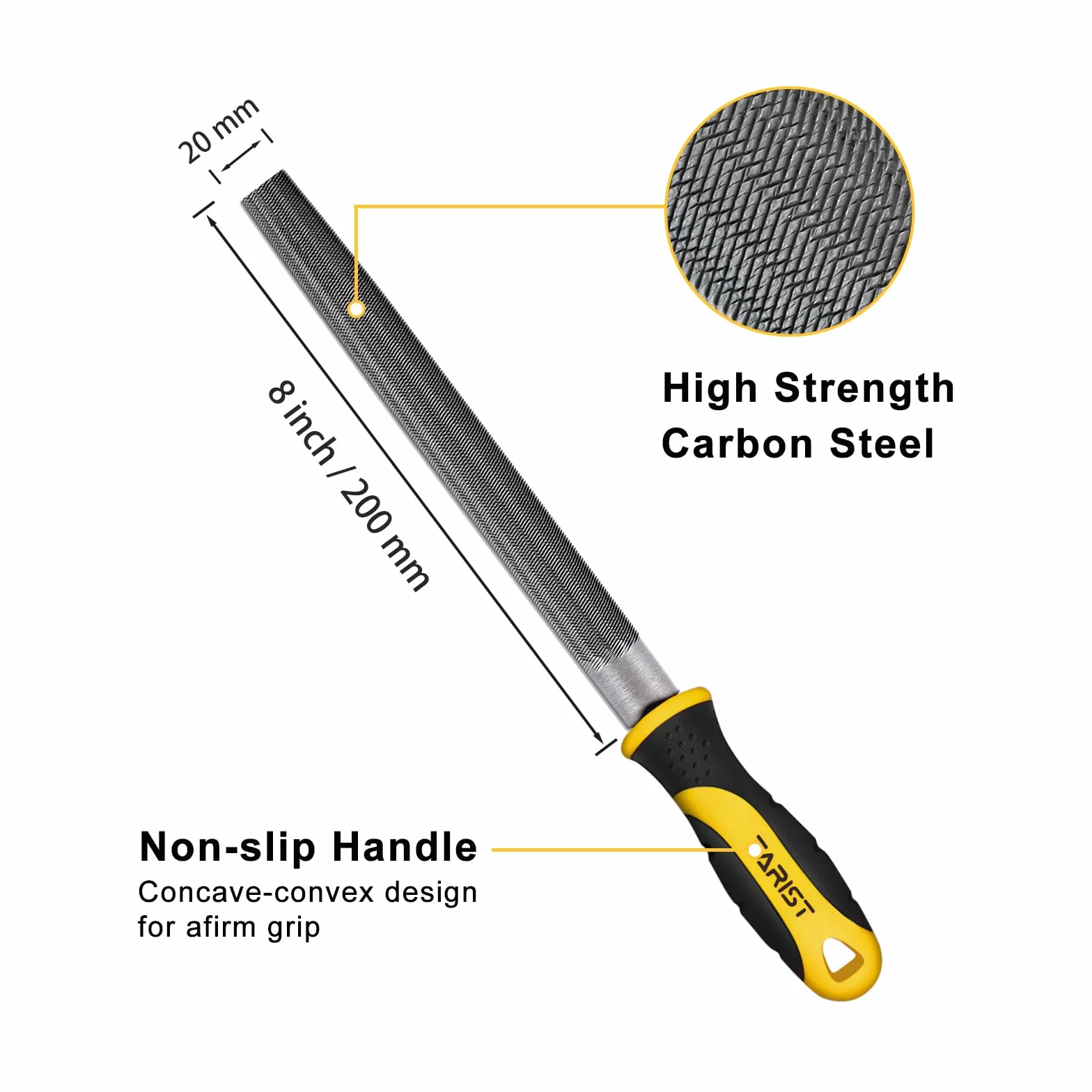 Lima semitonde in metallo 200mm acciaio al carbonio professionale affilatrice utensili
