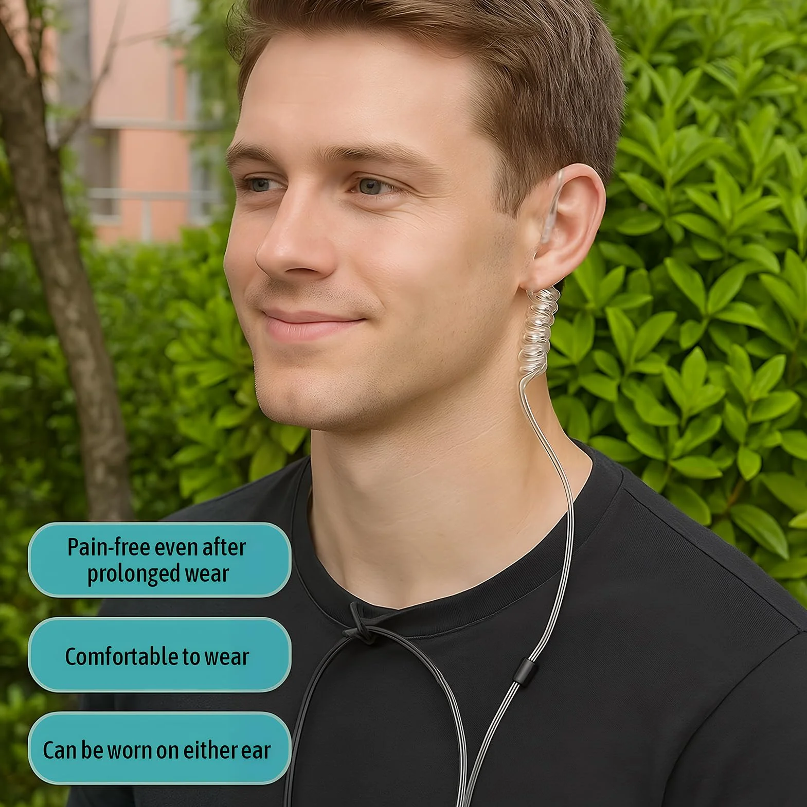 1 PCS Auricolari Walkie Talkie Con Microfono Con Pulsante Ptt, Cuffie Sicurezza Acustiche Invisibili per Radio Bidirezionali, Compatibili Con Radio Ricetrasmittenti, Ideali per Ambienti Rumorosi