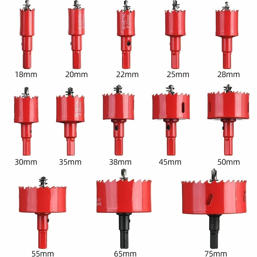 Flintronic Bimetallica Seghe a Tazza Kit 13 PZ Ø18-75mm Adattatore Esagonale Punta di Centraggio