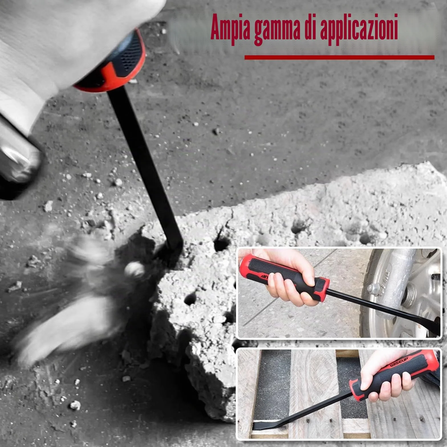 WISEUP Set di 4 leve piede di porco 20,3-61 cm resistente cappucci impatto spessi demolizione strumenti manuali meccanici