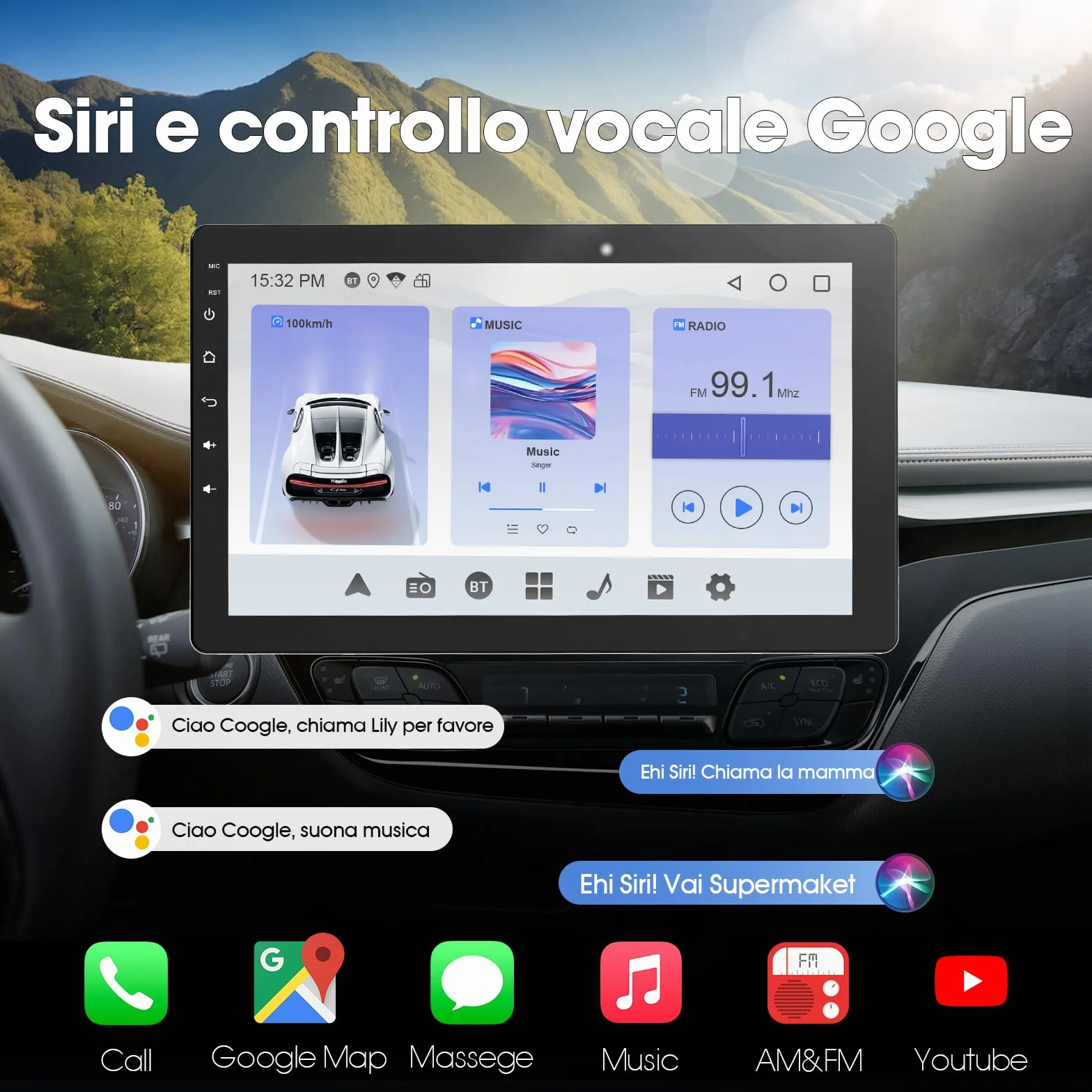Haudio Autoradio Girevole a 360°, Stereo Bluetooth 1 DIN Carplay Wireless e Android Auto, Touchscreen IPS 10.1 Pollici Car Play con Mirror Link,Controllo vocale,RDS/FM/AM,Fotocamera Posteriore 720P